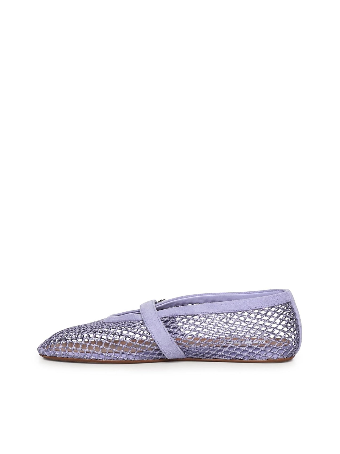 Ballerine flat in rete e pelle scamosciata