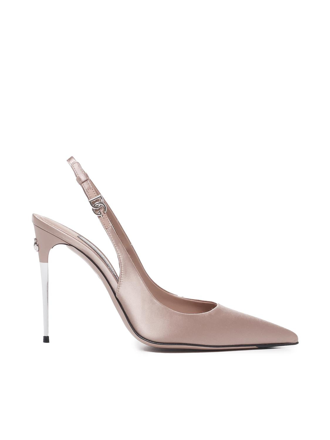Slingback in raso con logo