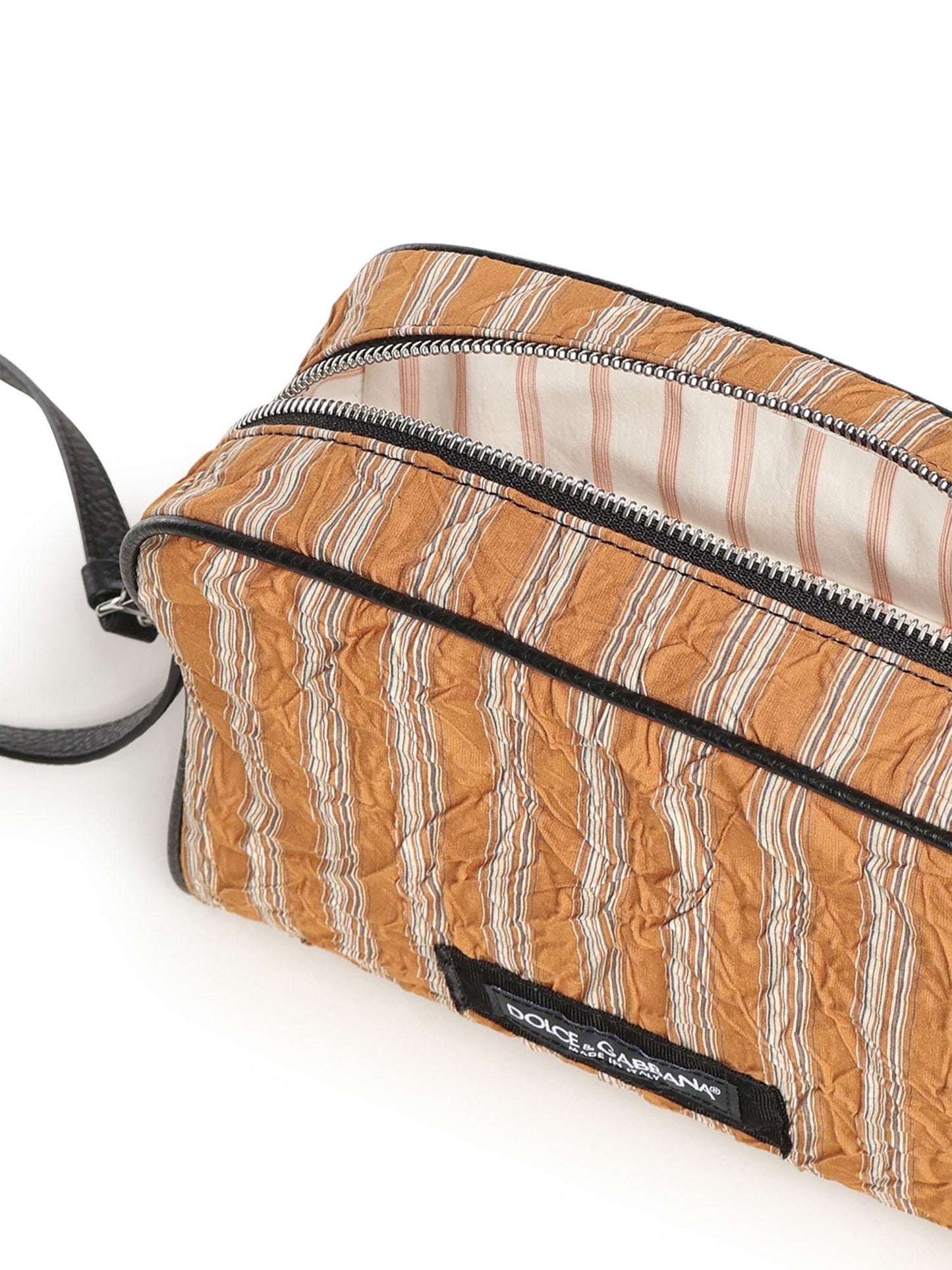 Borsa a mano in tessuto froissé e pelle