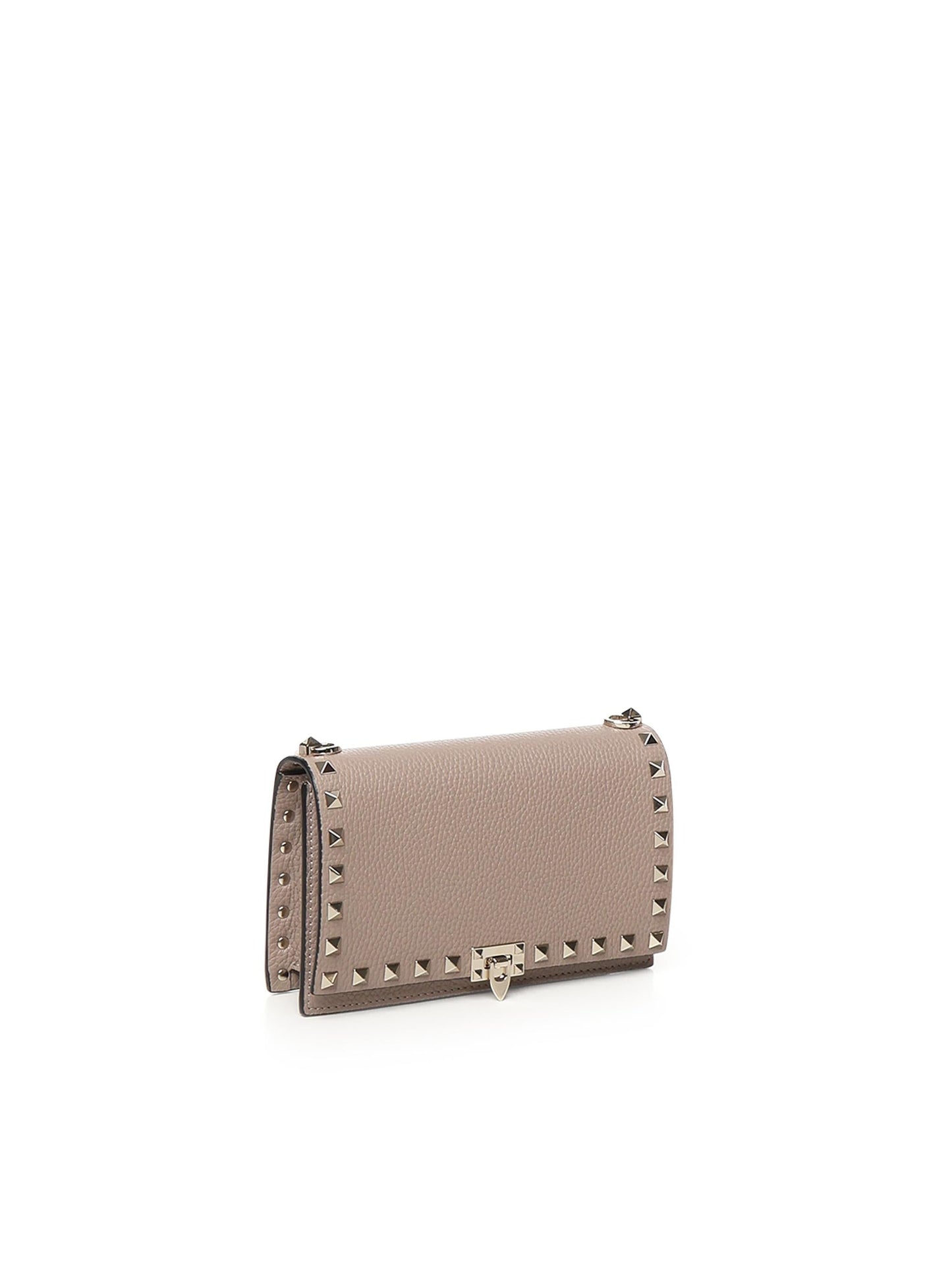 Mini bag con catena Rockstud in vitello granato