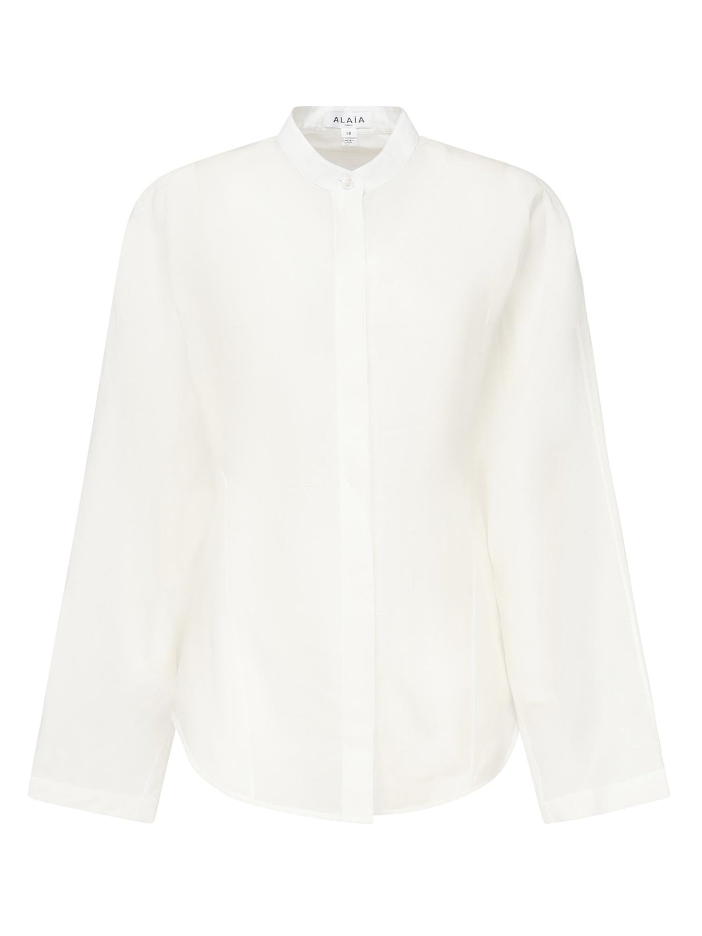 Camicia arrotondata in misto lino