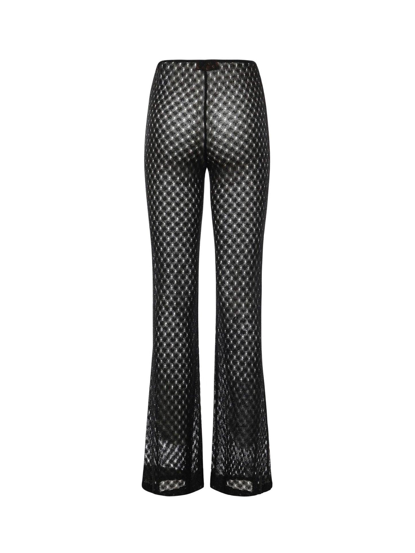Pantaloni flare in viscosa lamé lavorazione raschel