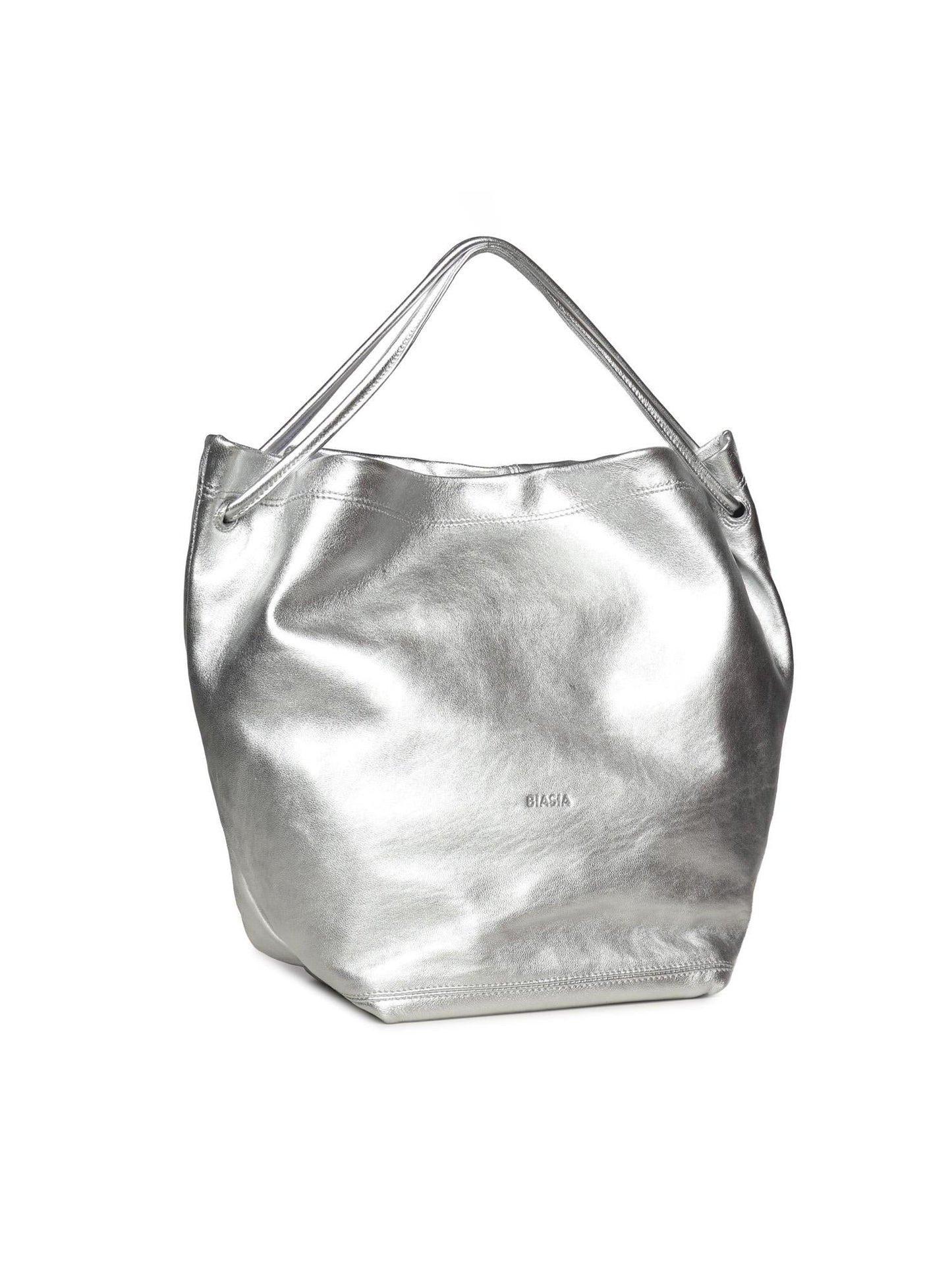 Borsa a spalla in pelle effetto metallizzato