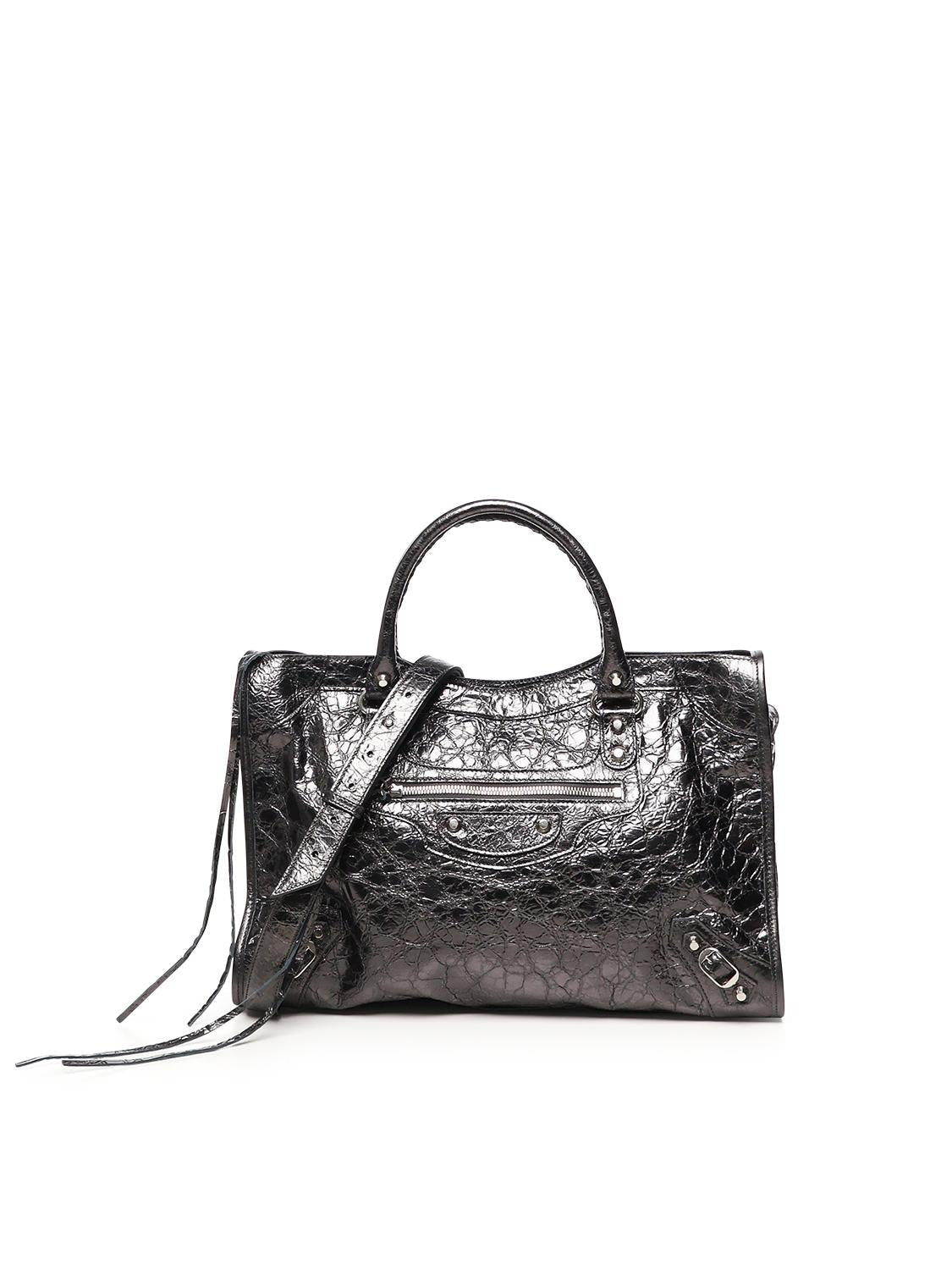 Borsa Le City Media in pelle metallizzata