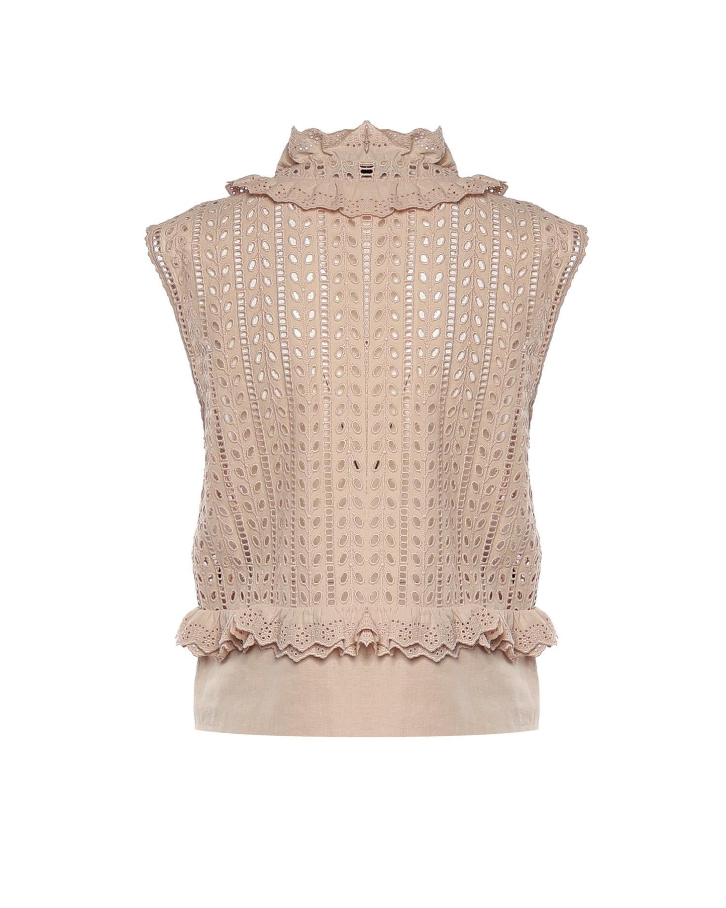Top in pizzo Sangallo con volant