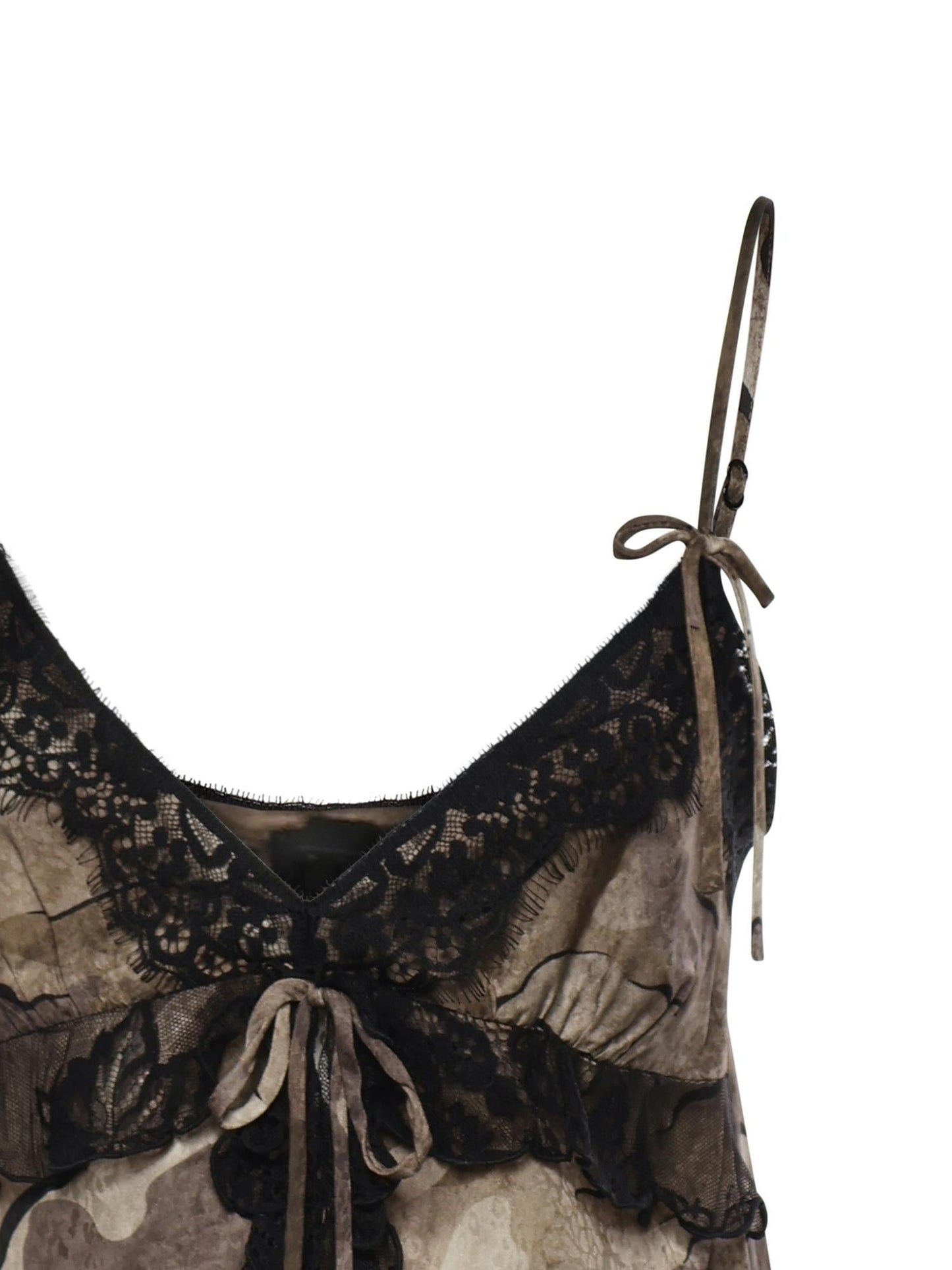 Top camouflage con pizzo