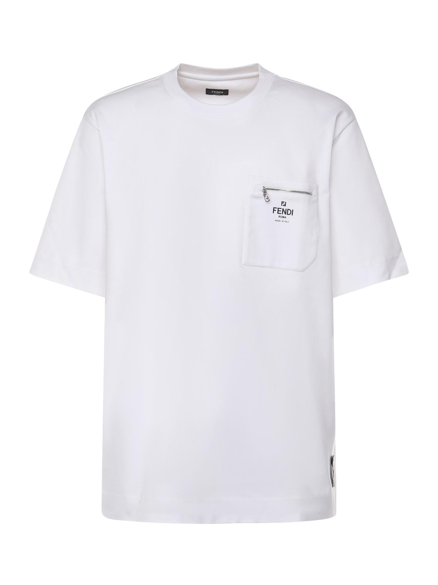 T-shirt in cotone con taschino logo e zip