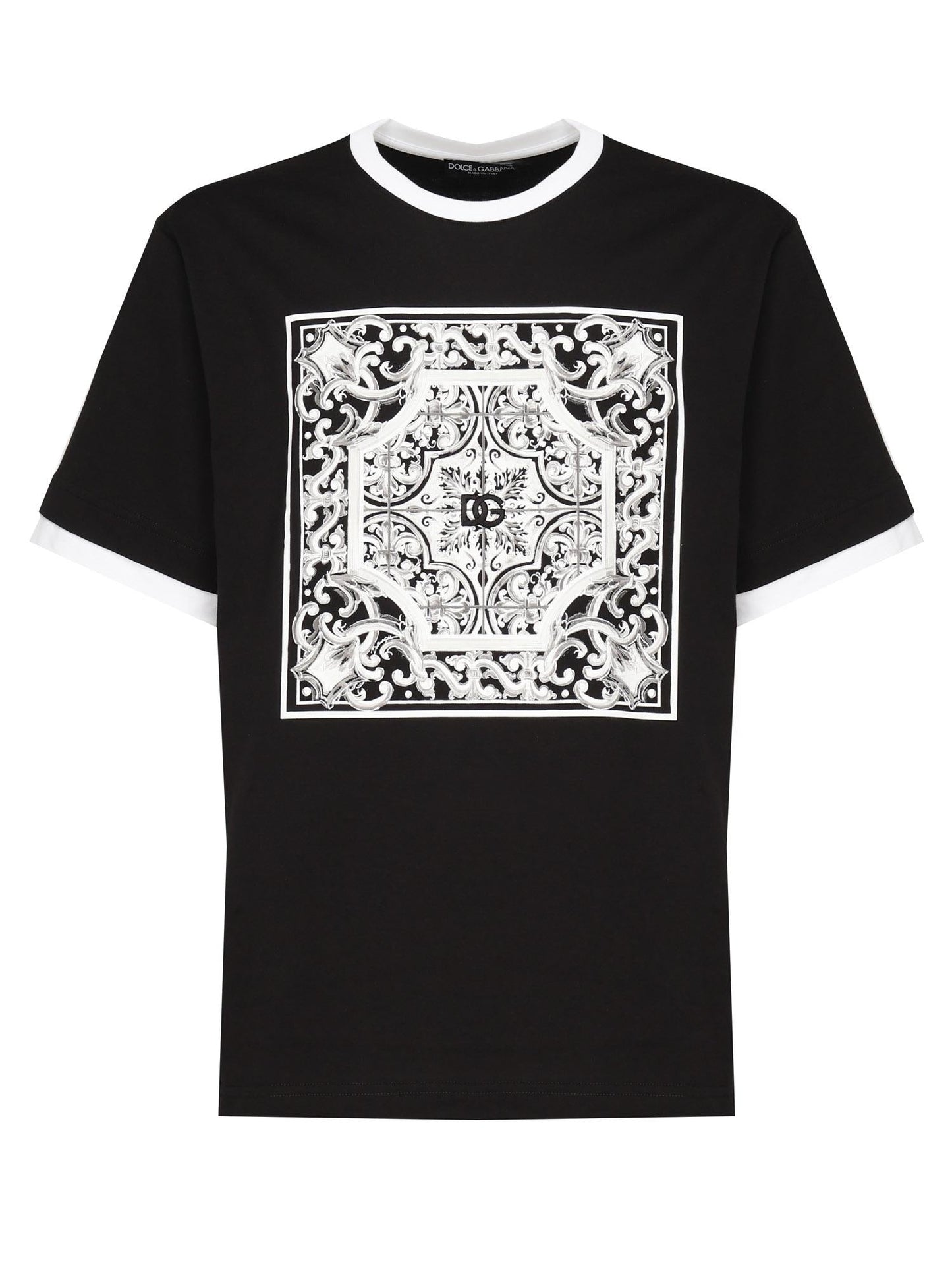 T-shirt con stampa e ricamo