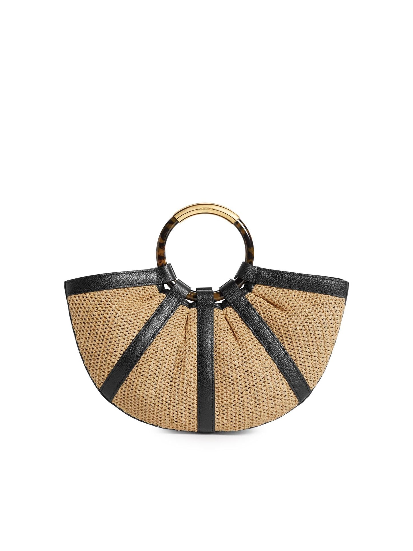 Borsa Shell in paglia e pelle