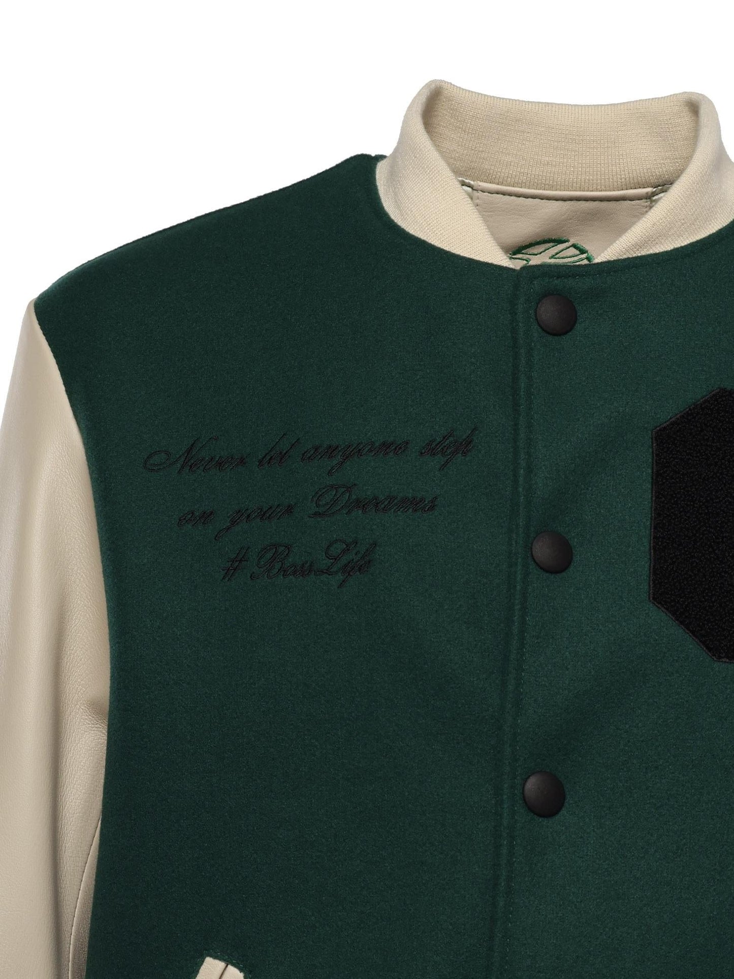 Bomber Varsity in nappa e tessuto