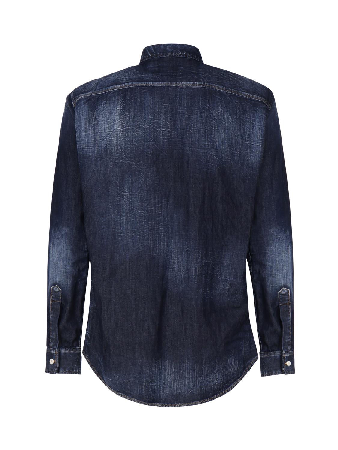 Camicia denim con placca logo