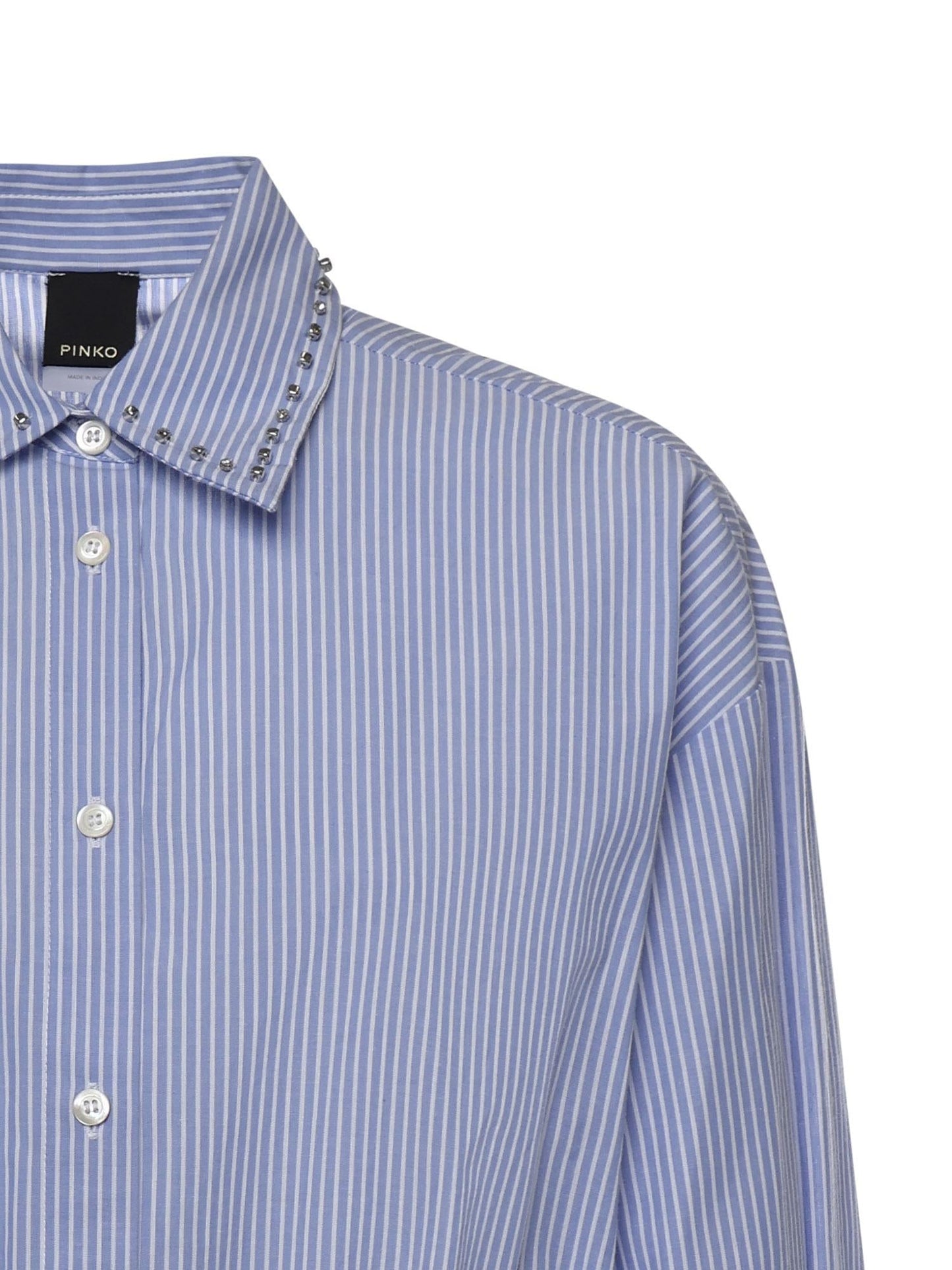 Camicia cropped a righe con colletto gioiello