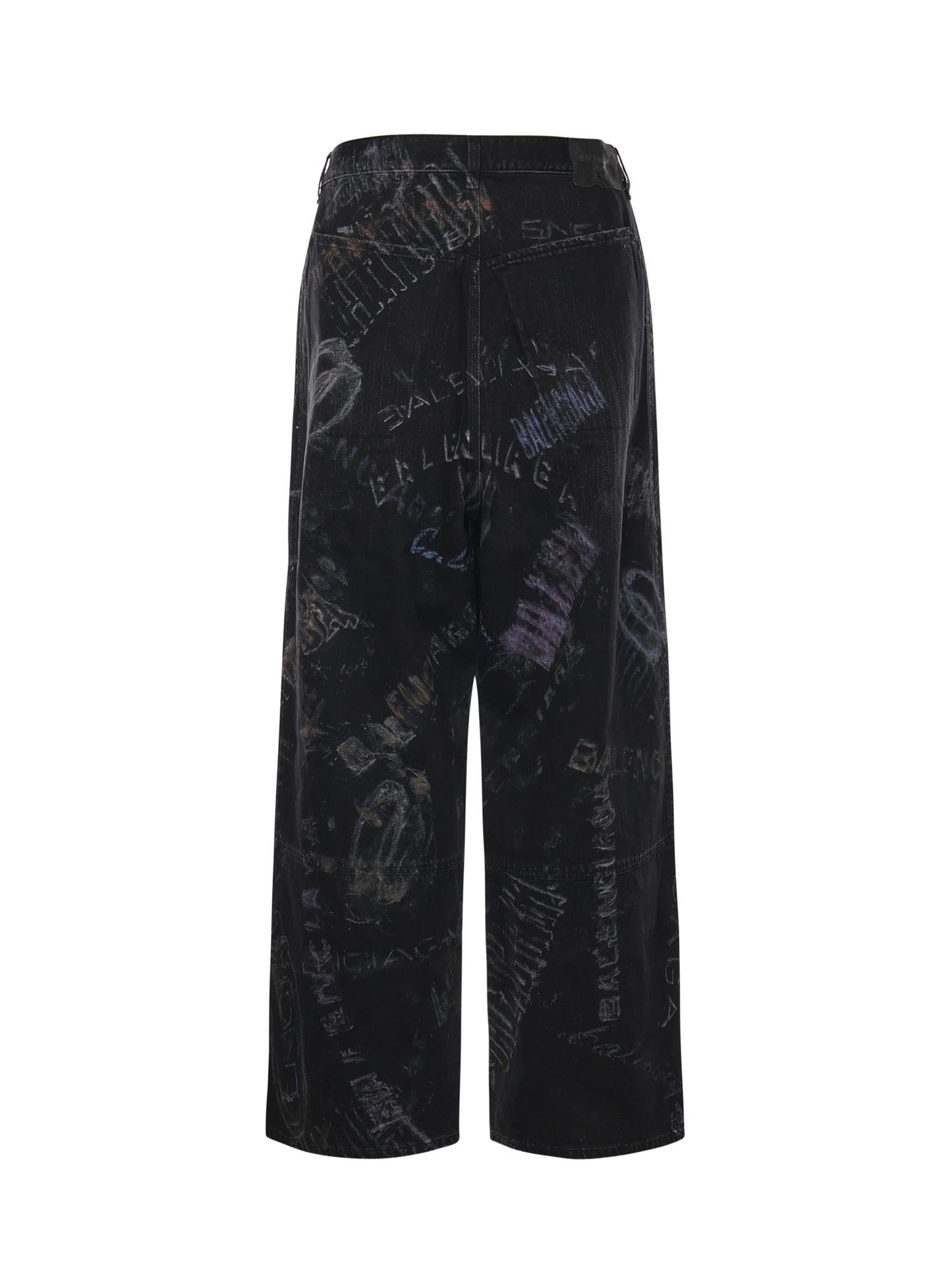 Pantaloni Baggy Minimal in denim di cotone washed crayon allover