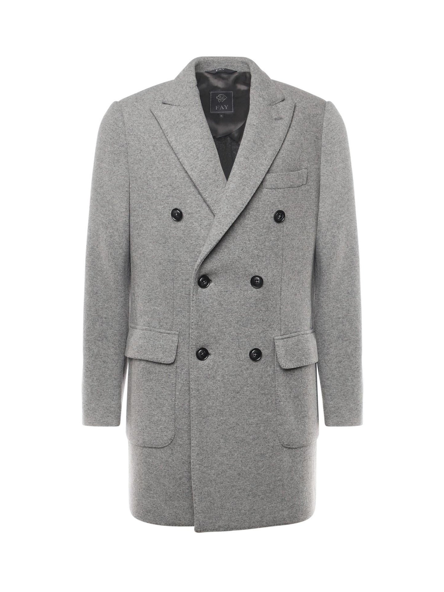 Cappotto doppiopetto in jersey di lana