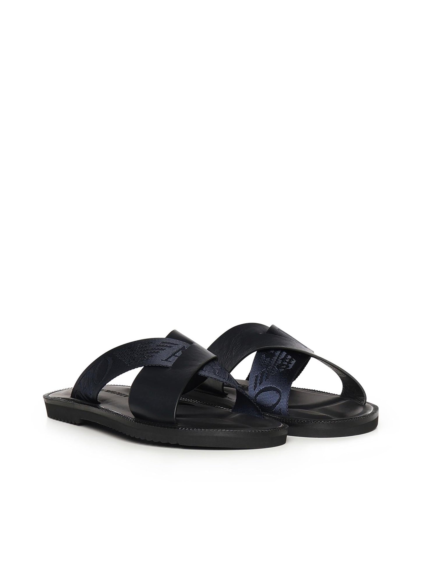 Sandali crossed in pelle e nastro con logo