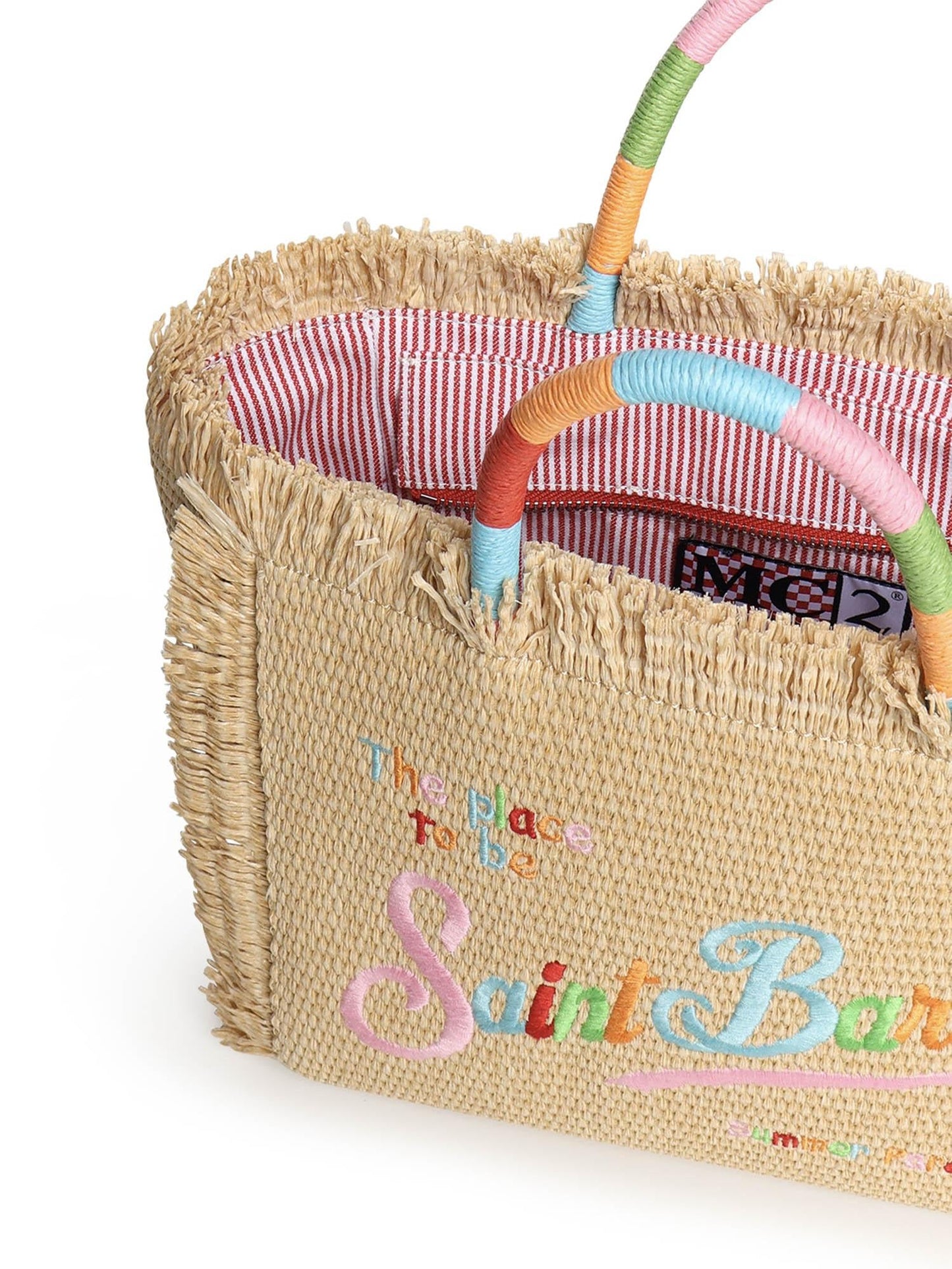 Borsa Colette in tessuto effetto paglia con logo