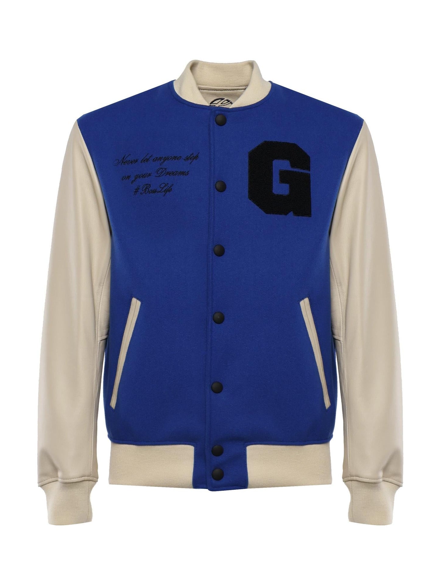 Bomber Varsity in nappa e tessuto