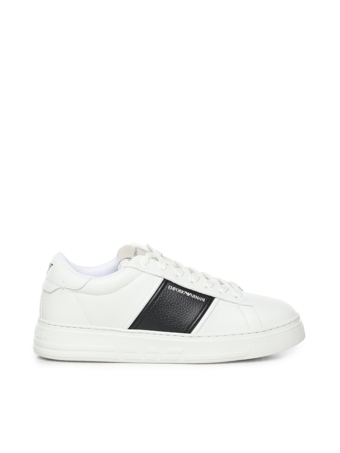 Sneaker in pelle con banda a contrasto
