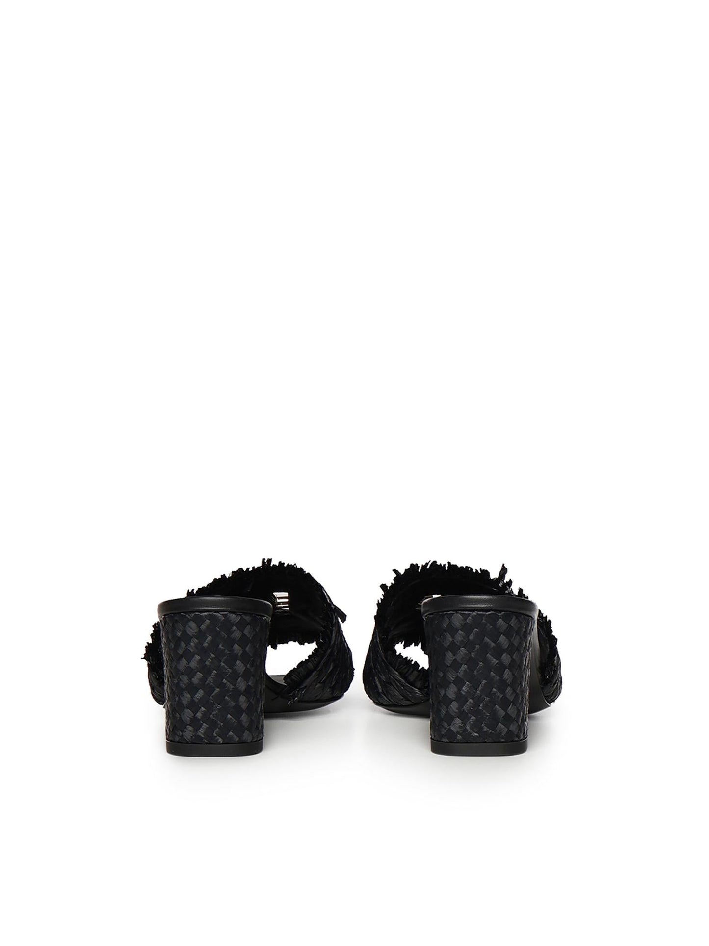 Mules in rafia con logo