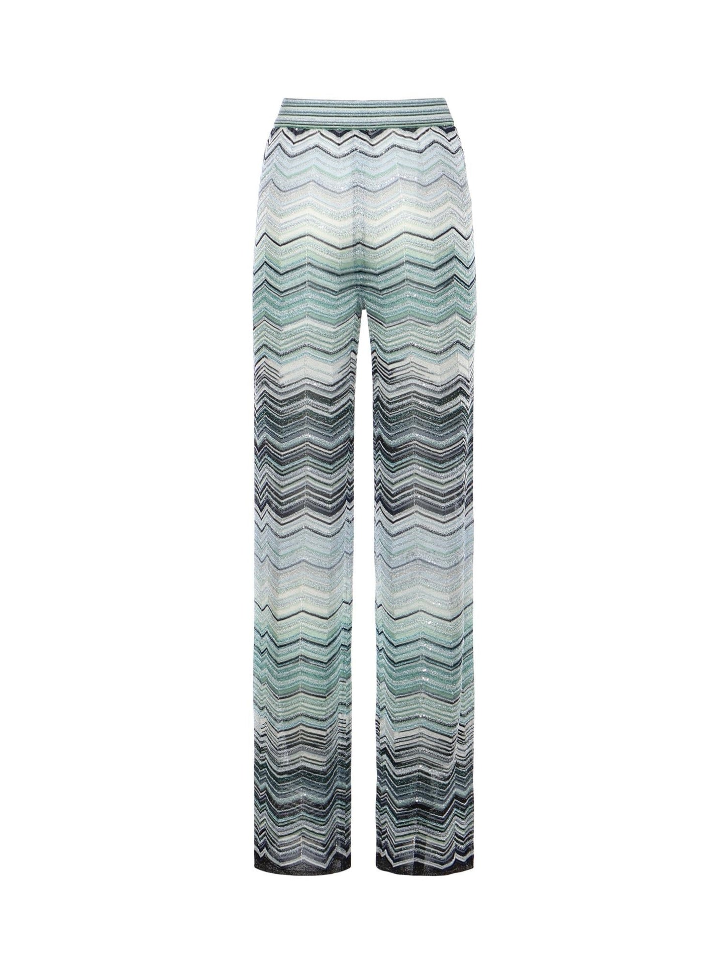 Pantaloni in viscosa chevron lamé con paillettes