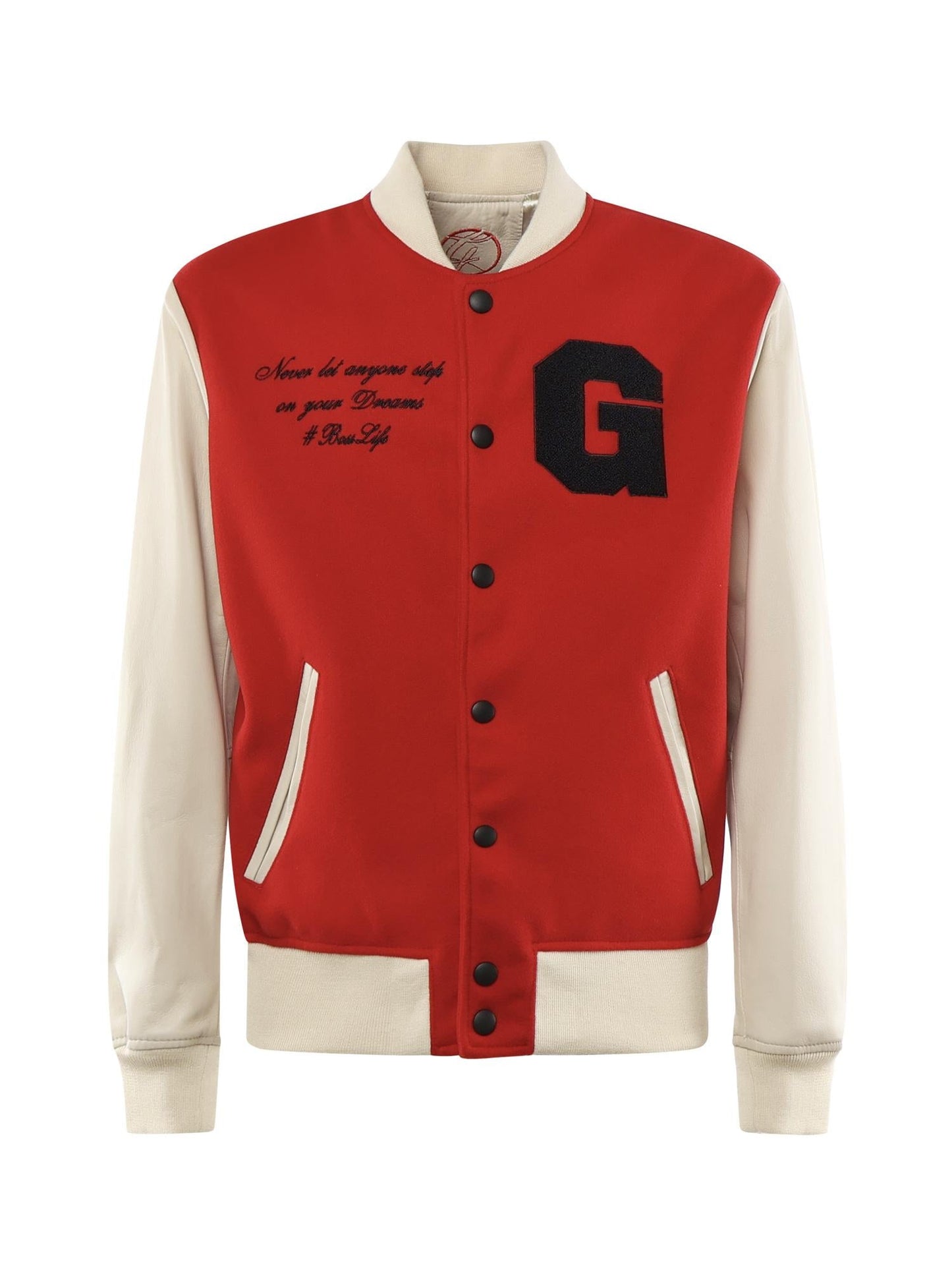 Bomber Varsity in nappa e tessuto