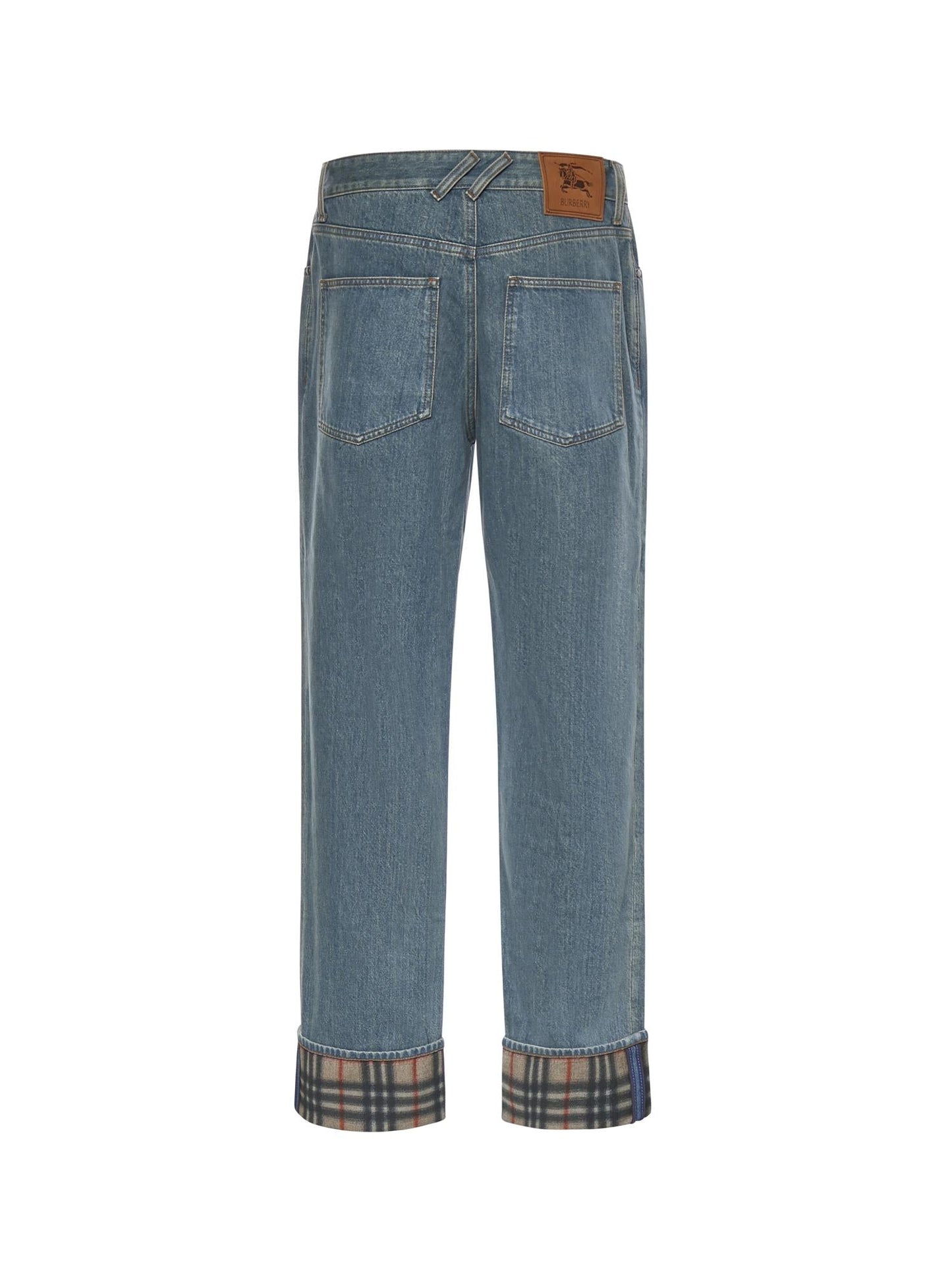Jeans dritti con risvolti Check