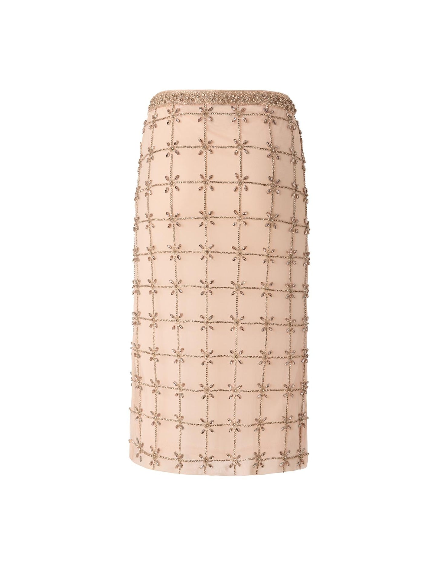 Gonna longuette in tulle con cristalli