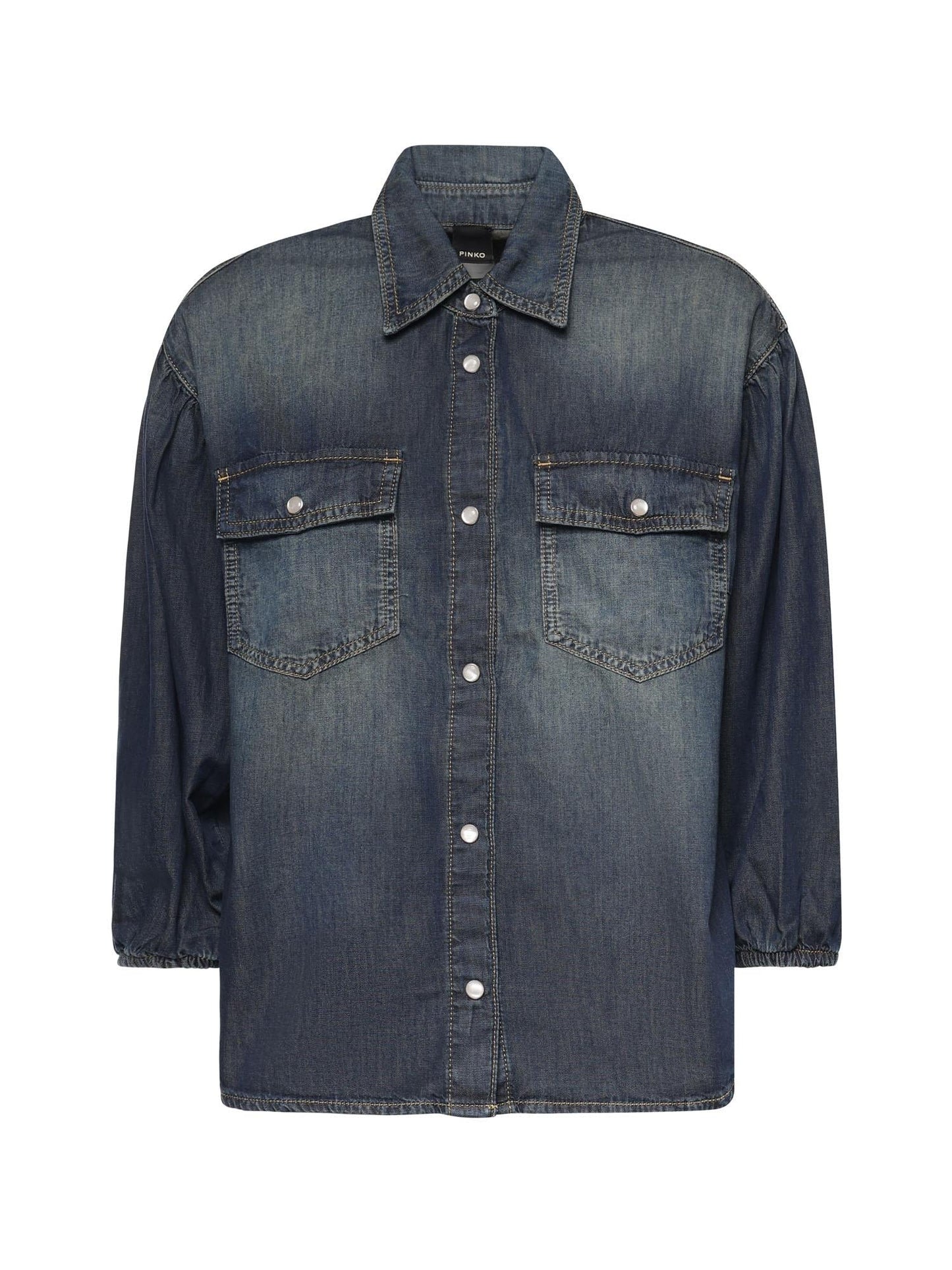 Camicia in denim con maniche a palloncino