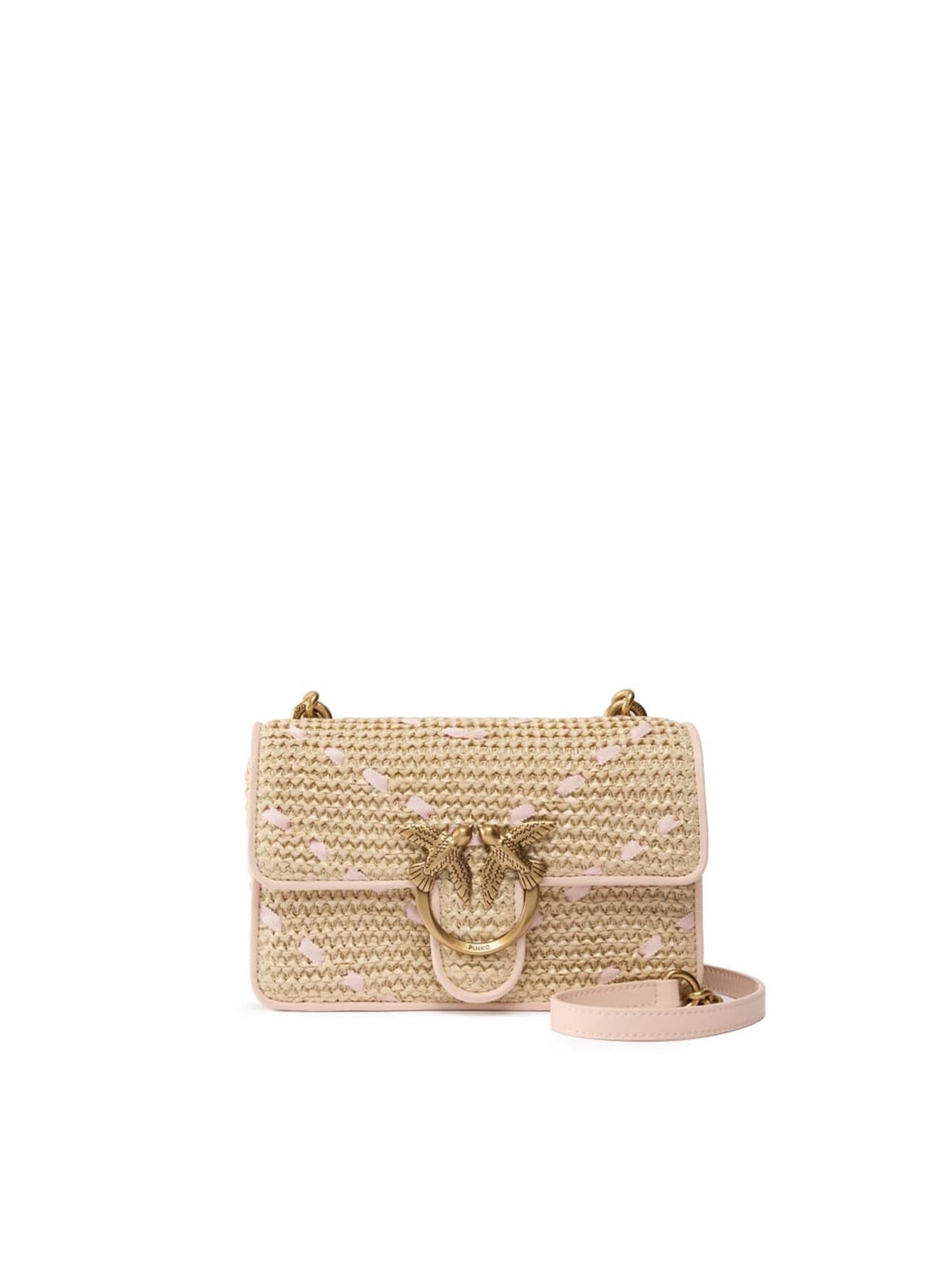 Borsa Mini Love Bag One Light in rafia e pelle