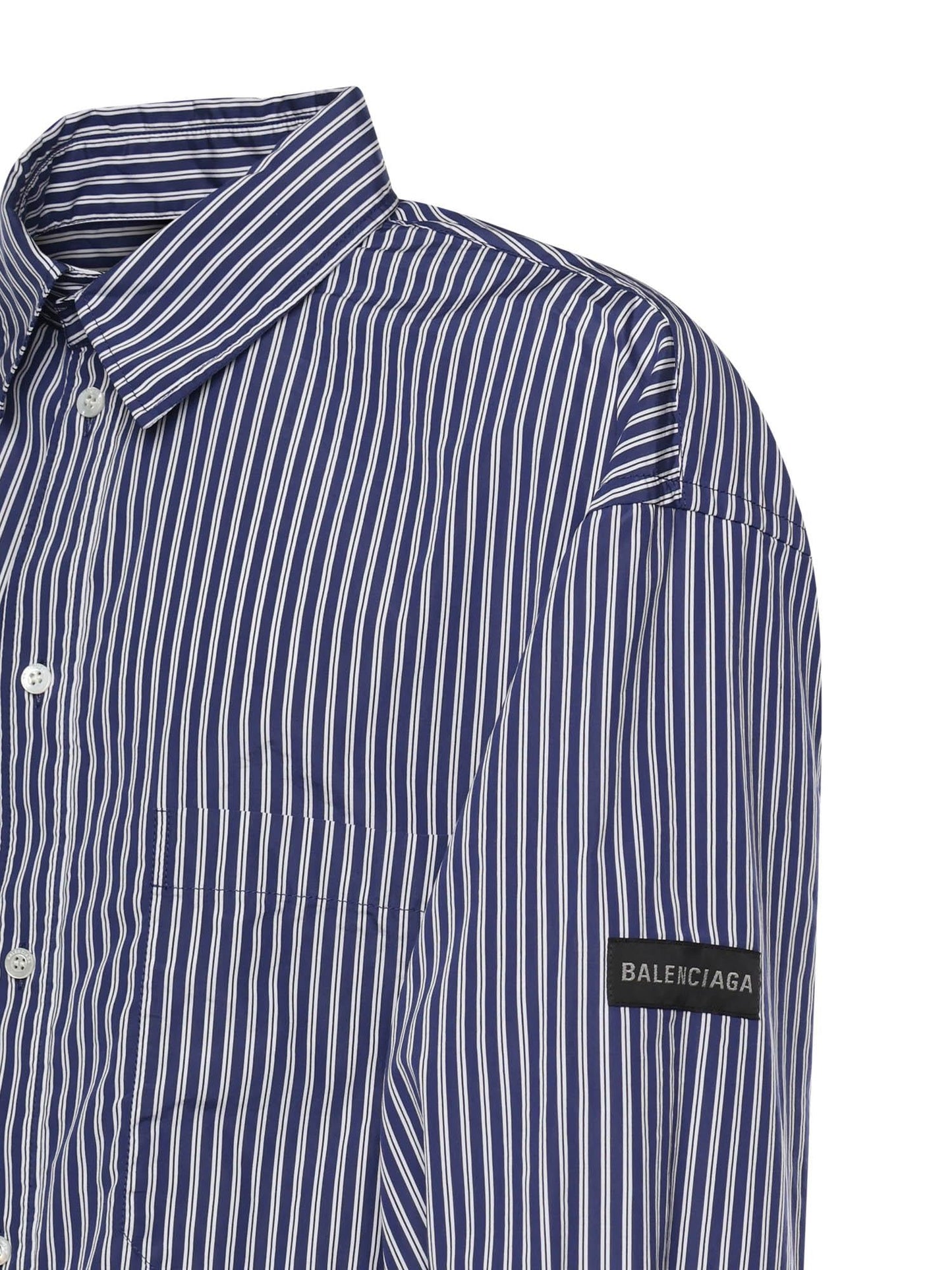 Camicia a righe in popeline di cotone con logo