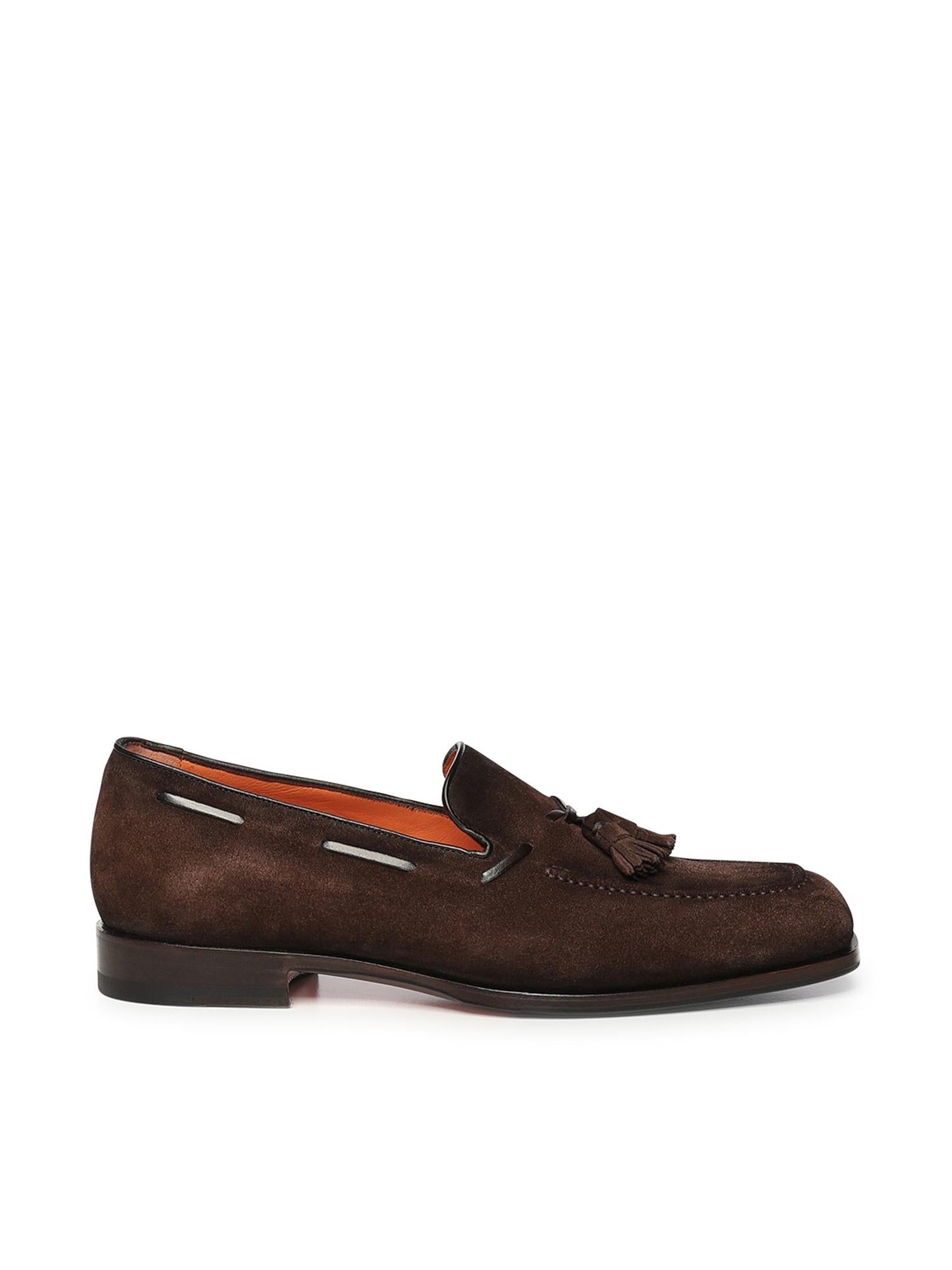 Mocassino con nappine in pelle e suede