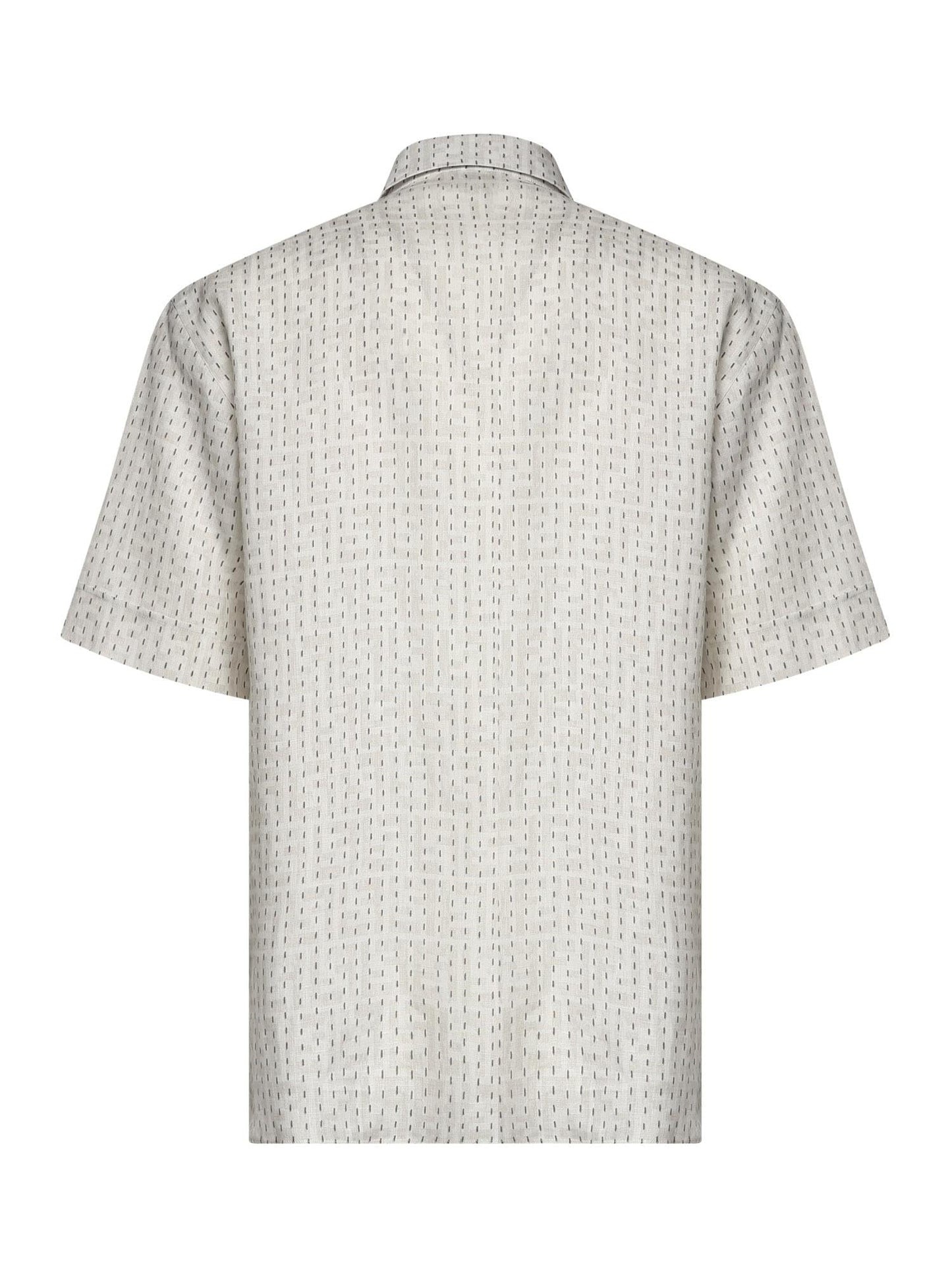 Camicia FF jacquard in lino con impunture
