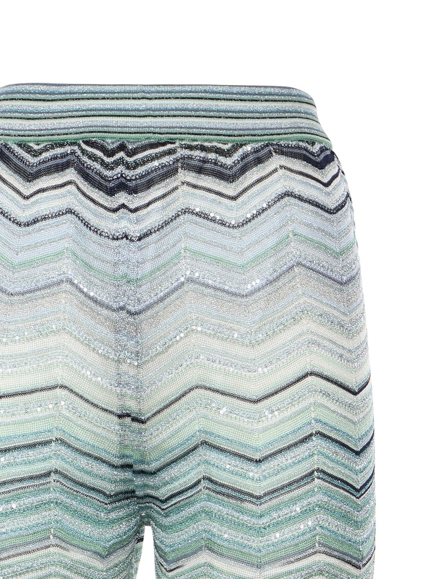 Pantaloni in viscosa chevron lamé con paillettes