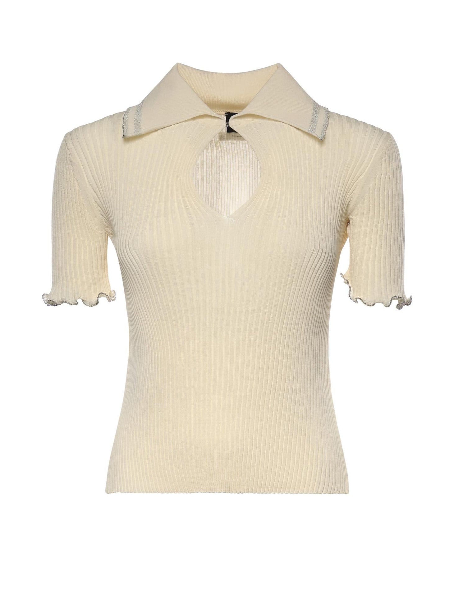 Maglia a costine con bordi gioiello
