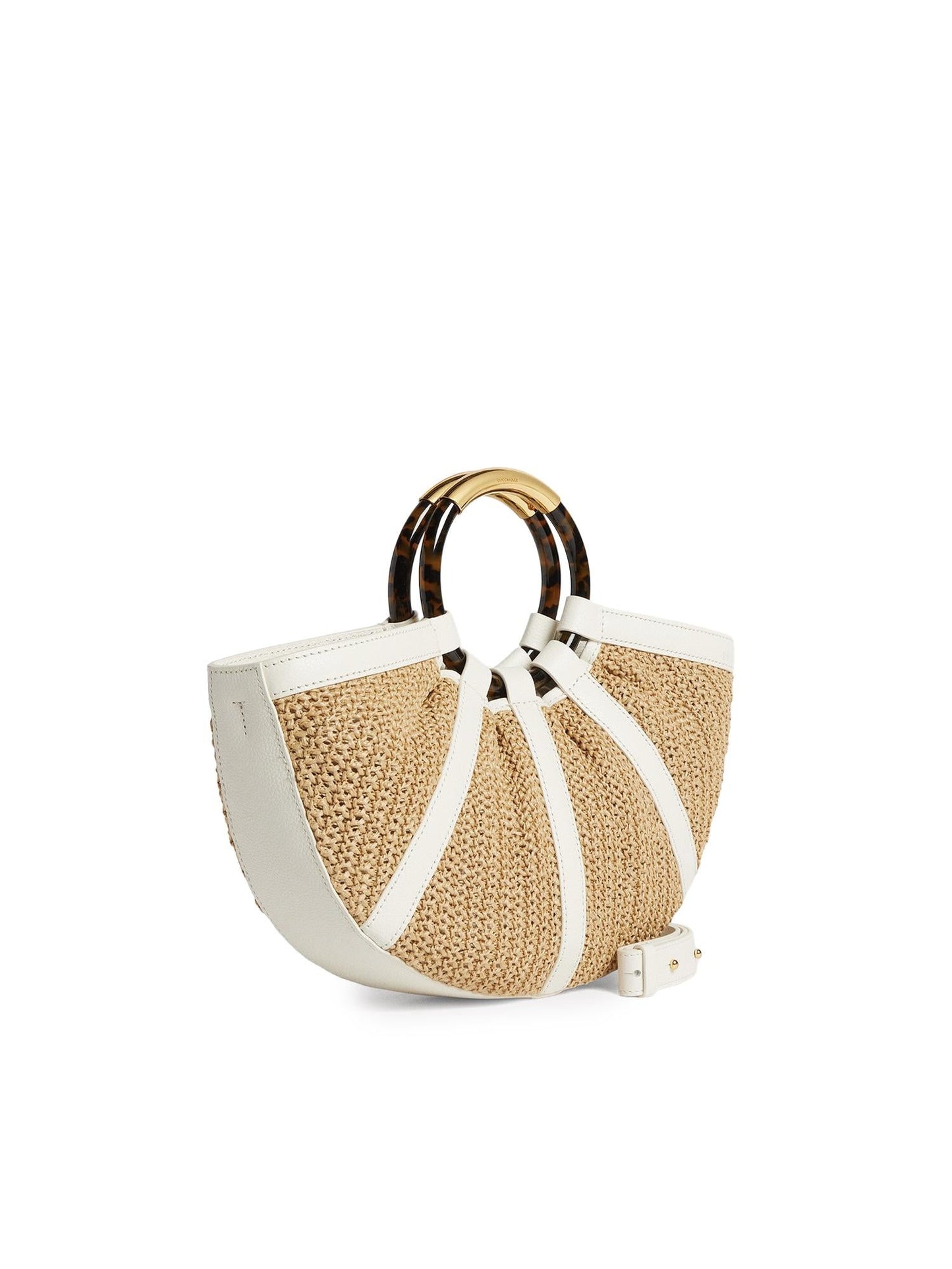 Borsa Shell in paglia e pelle
