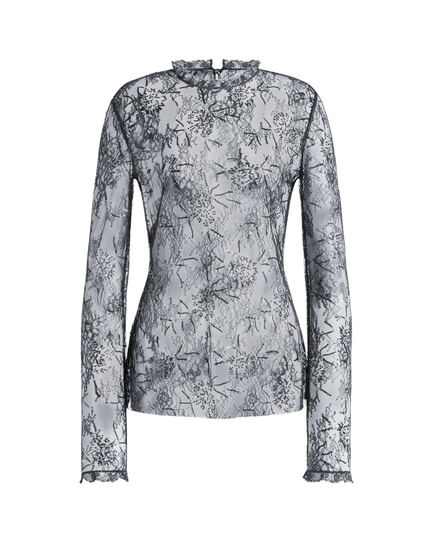 Camicetta in pizzo ricamato con paillettes