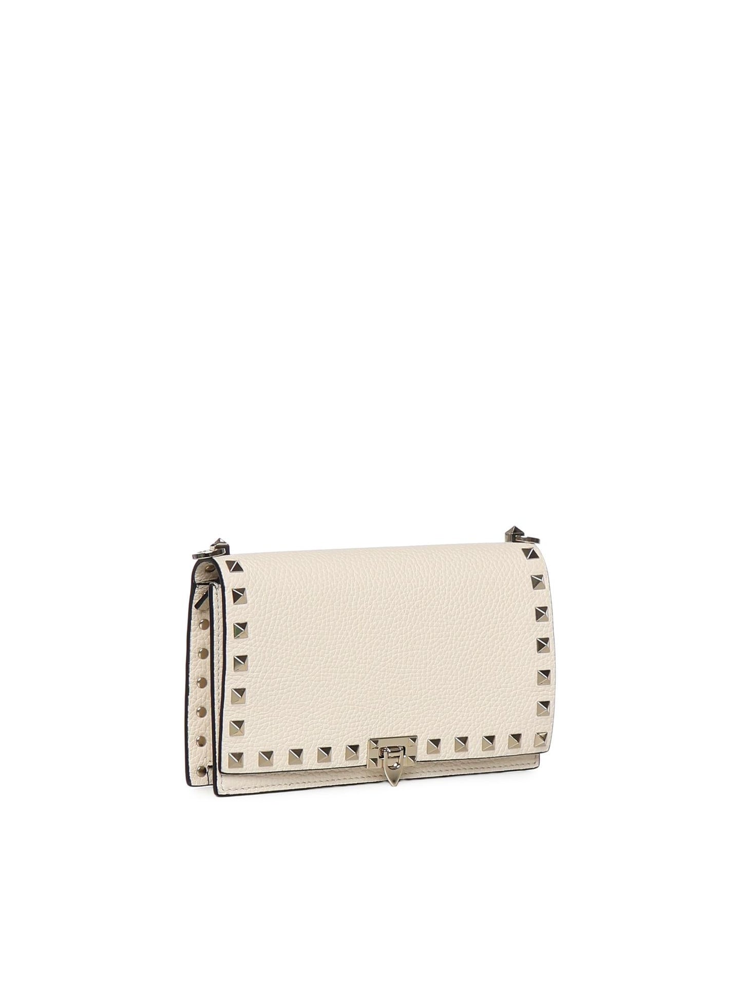 Mini bag con catena Rockstud in vitello granato