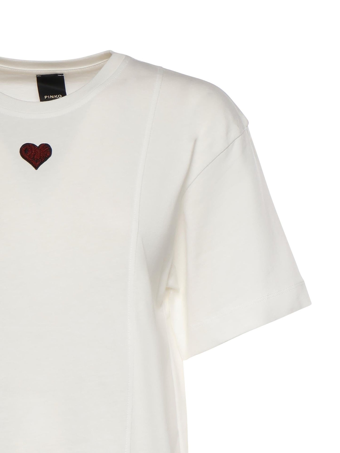 T-shirt con ricamo cuore in cotone