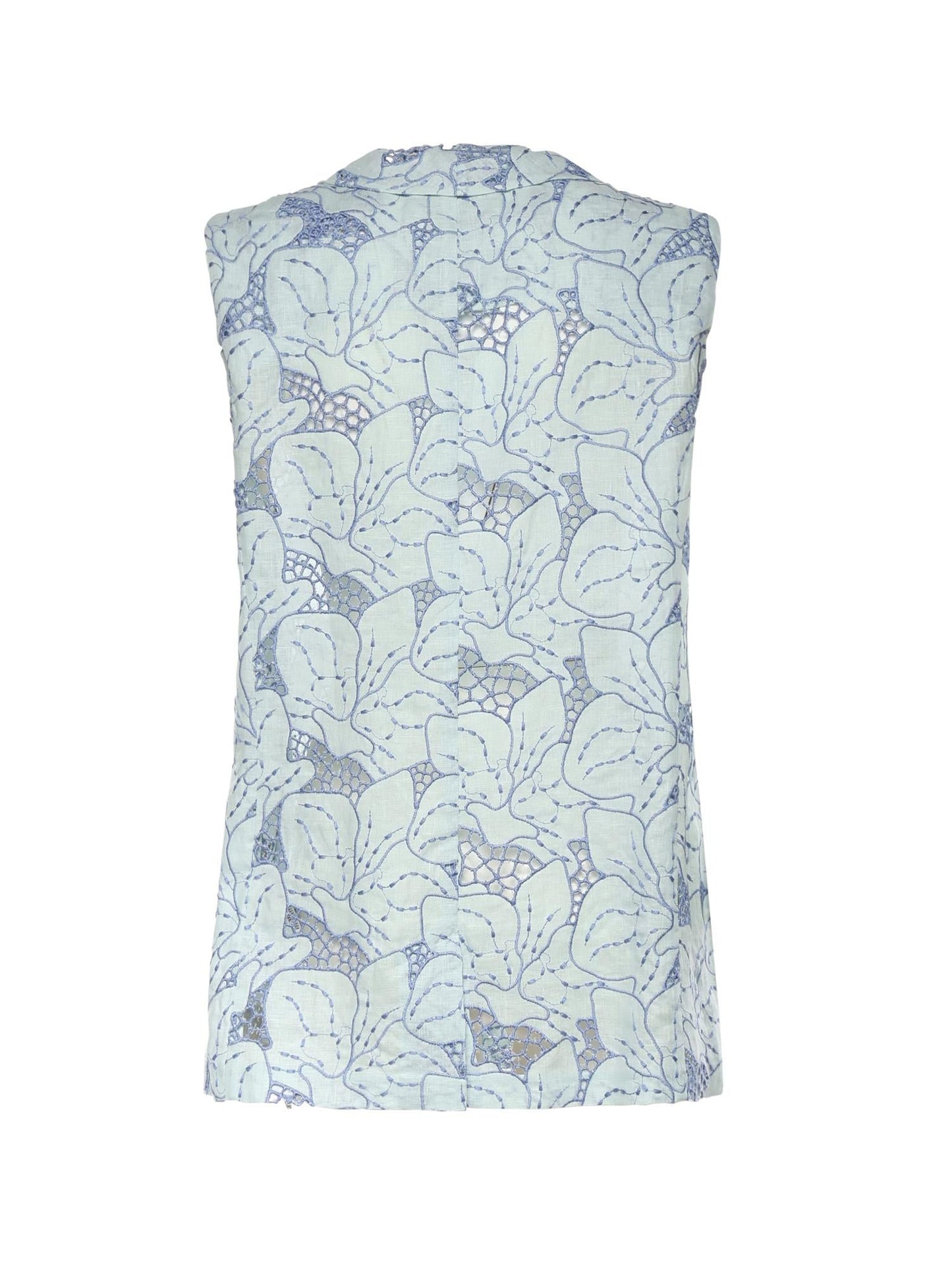 Gilet in lino con ricamo orchidea