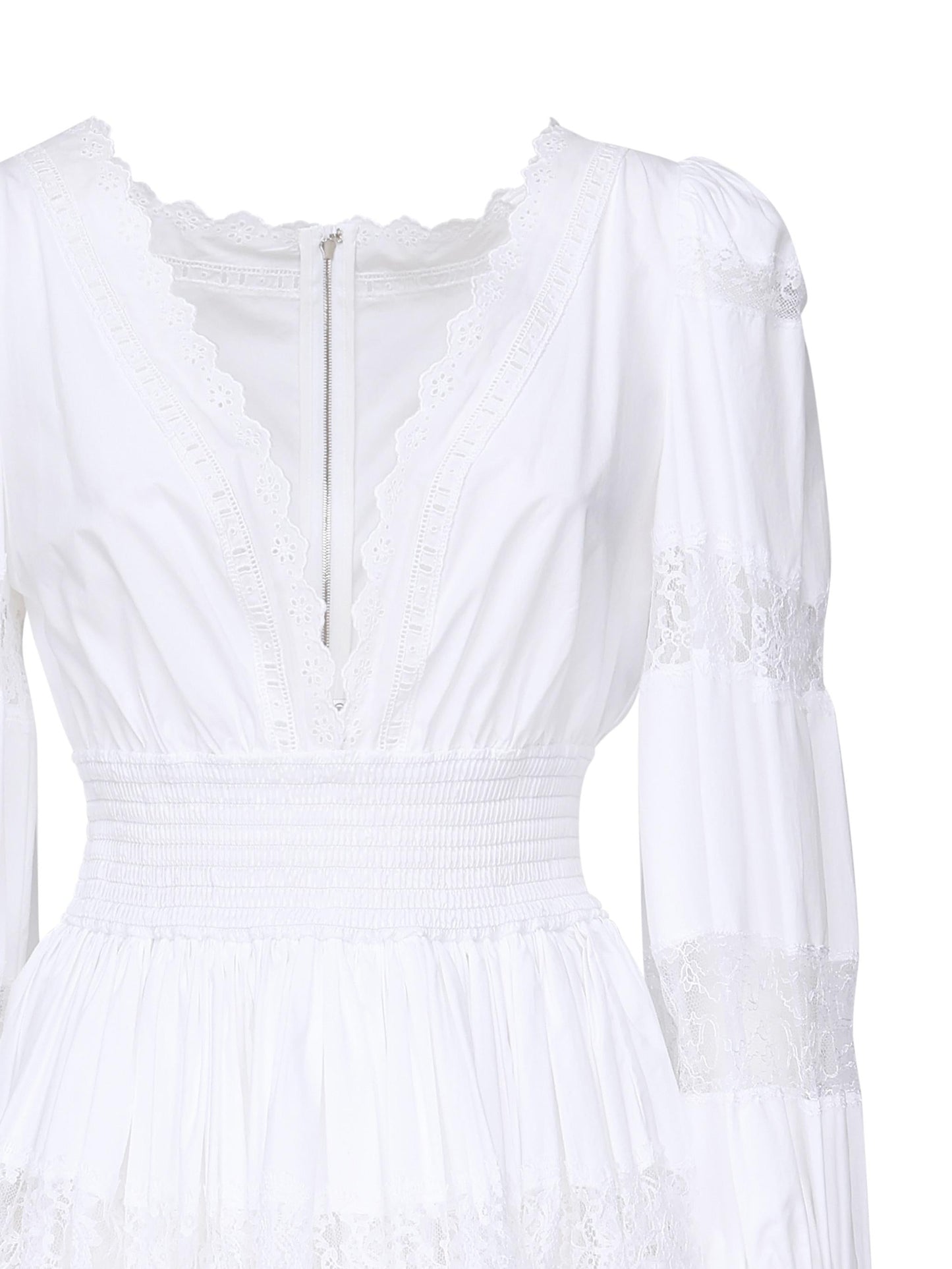 Abito in cotone con inserti in pizzo