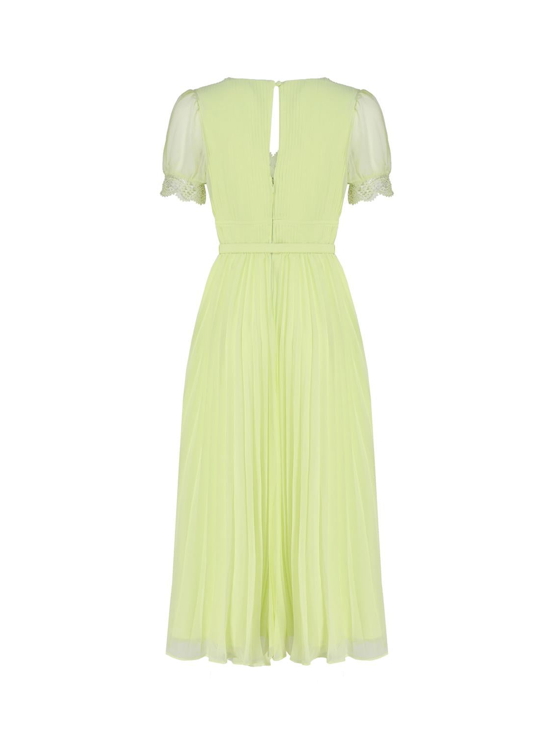 Abito longuette in chiffon con dettaglio in pizzo