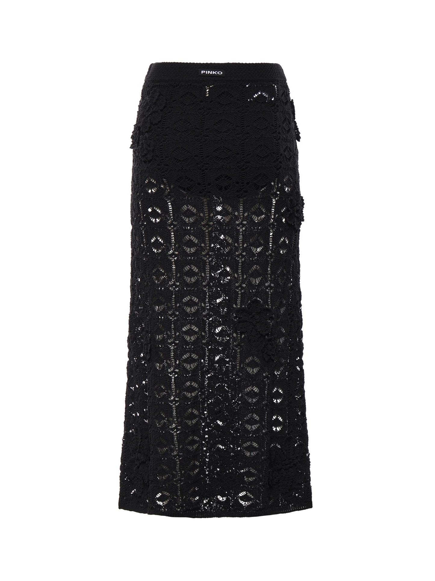 Gonna midi in crochet con fiori