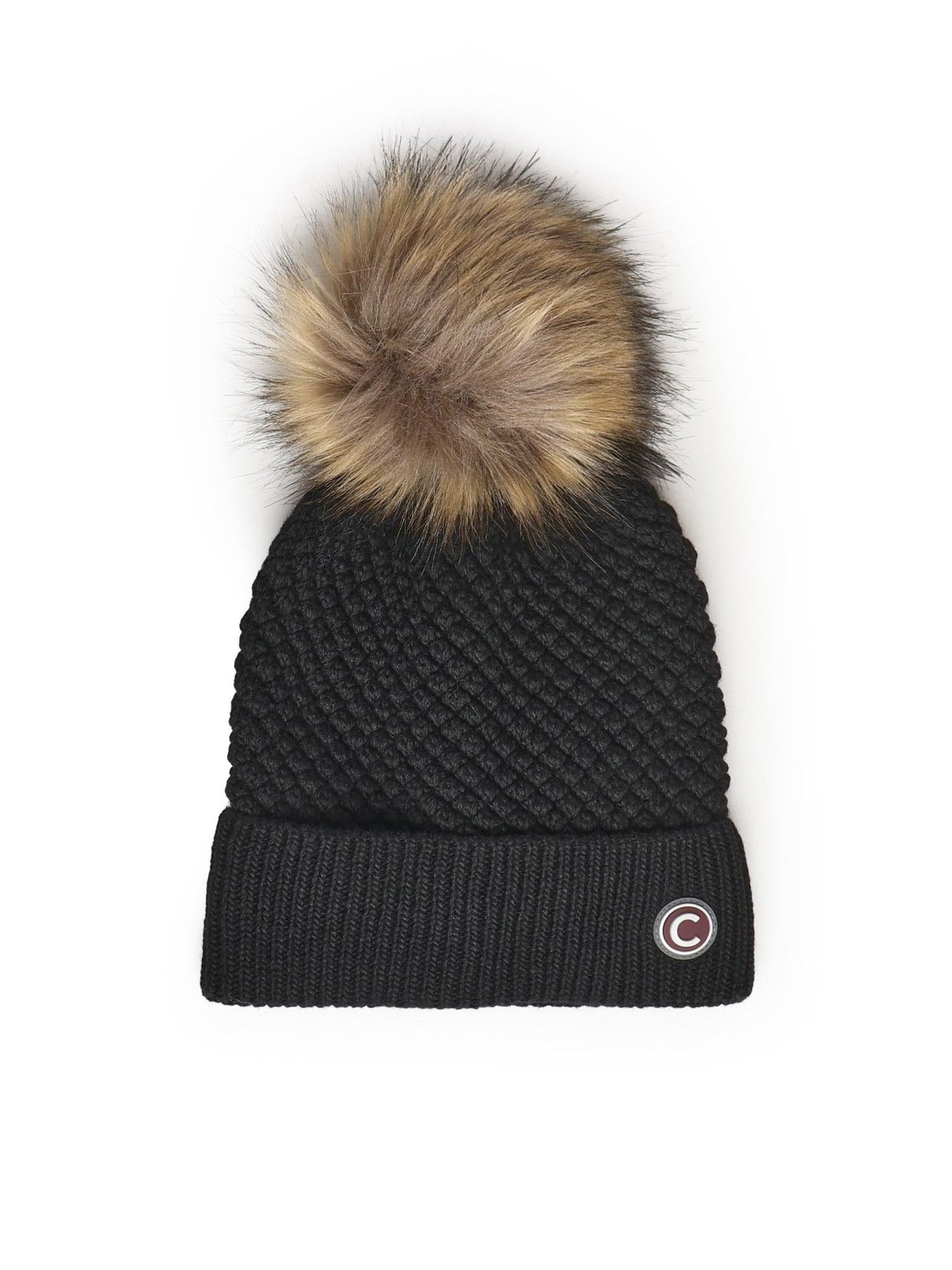 Cappello con pompon in pelliccia