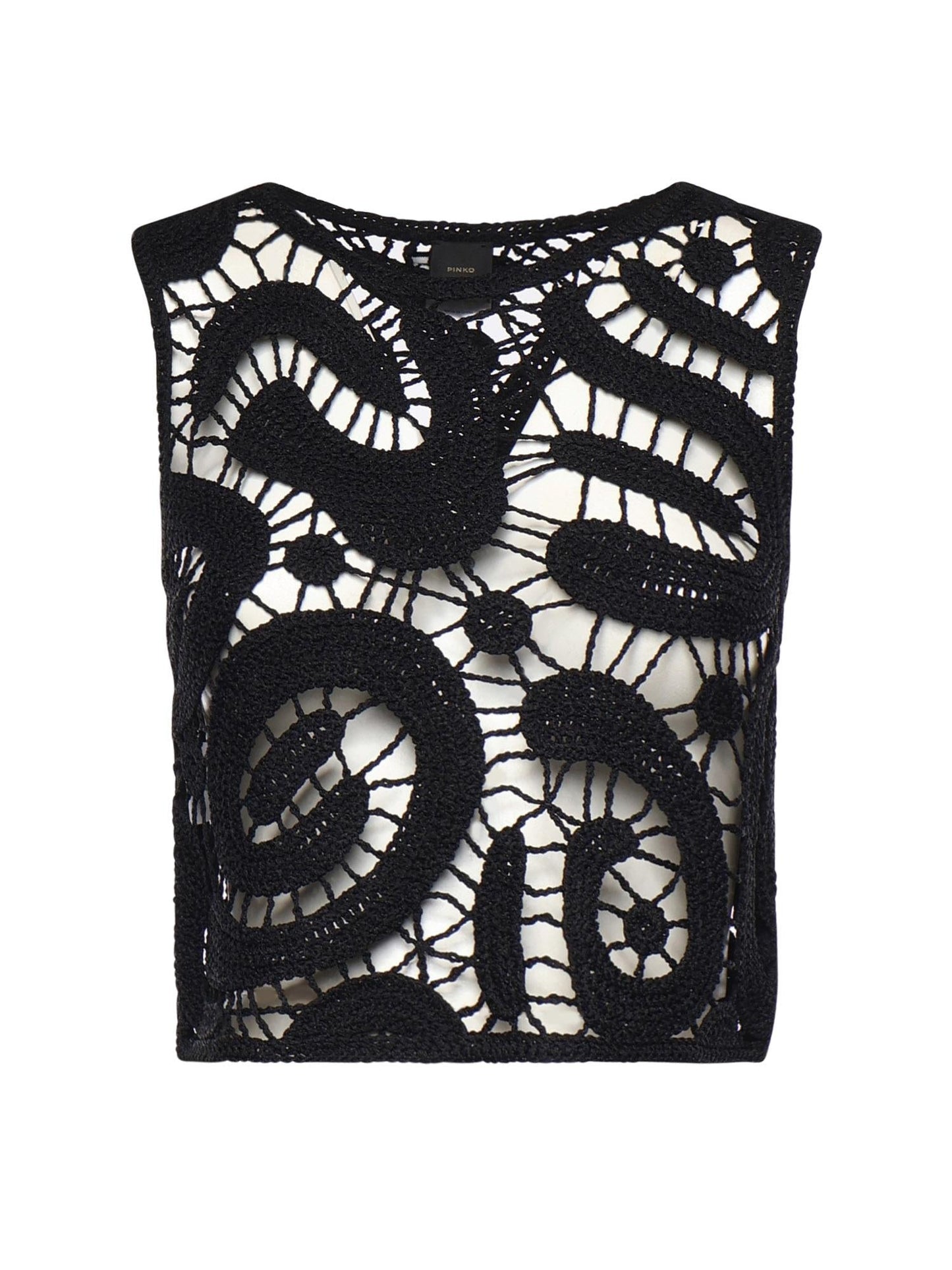 Top smanicato crochet geometrico