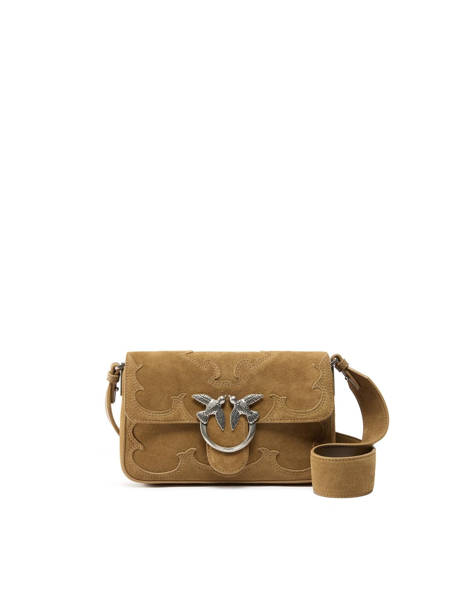 Borsa a spalla Mini Love Bag One Slouchy in suede con intarsi