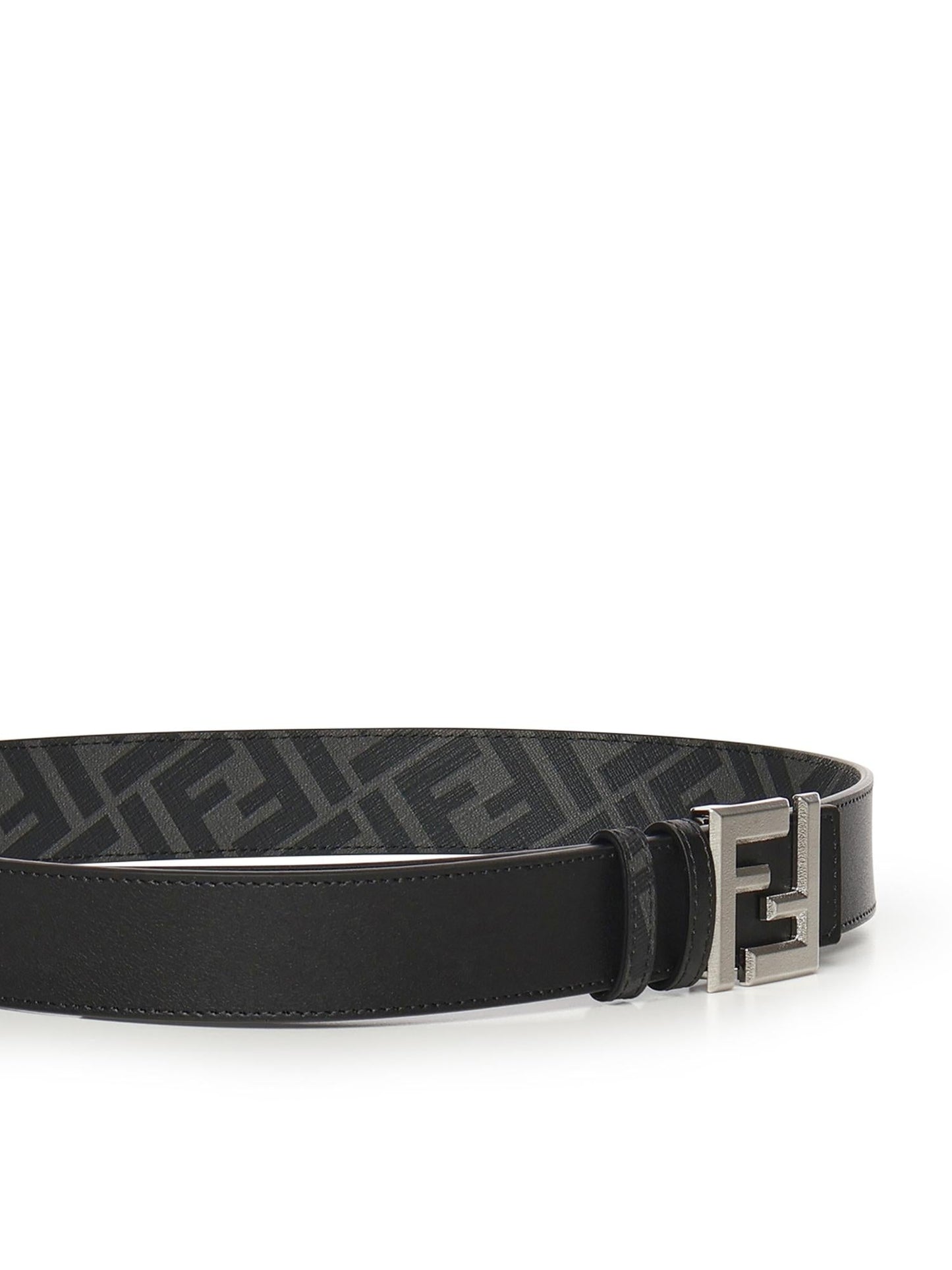 Cintura Squared FF in pelle e tela FF jacquard