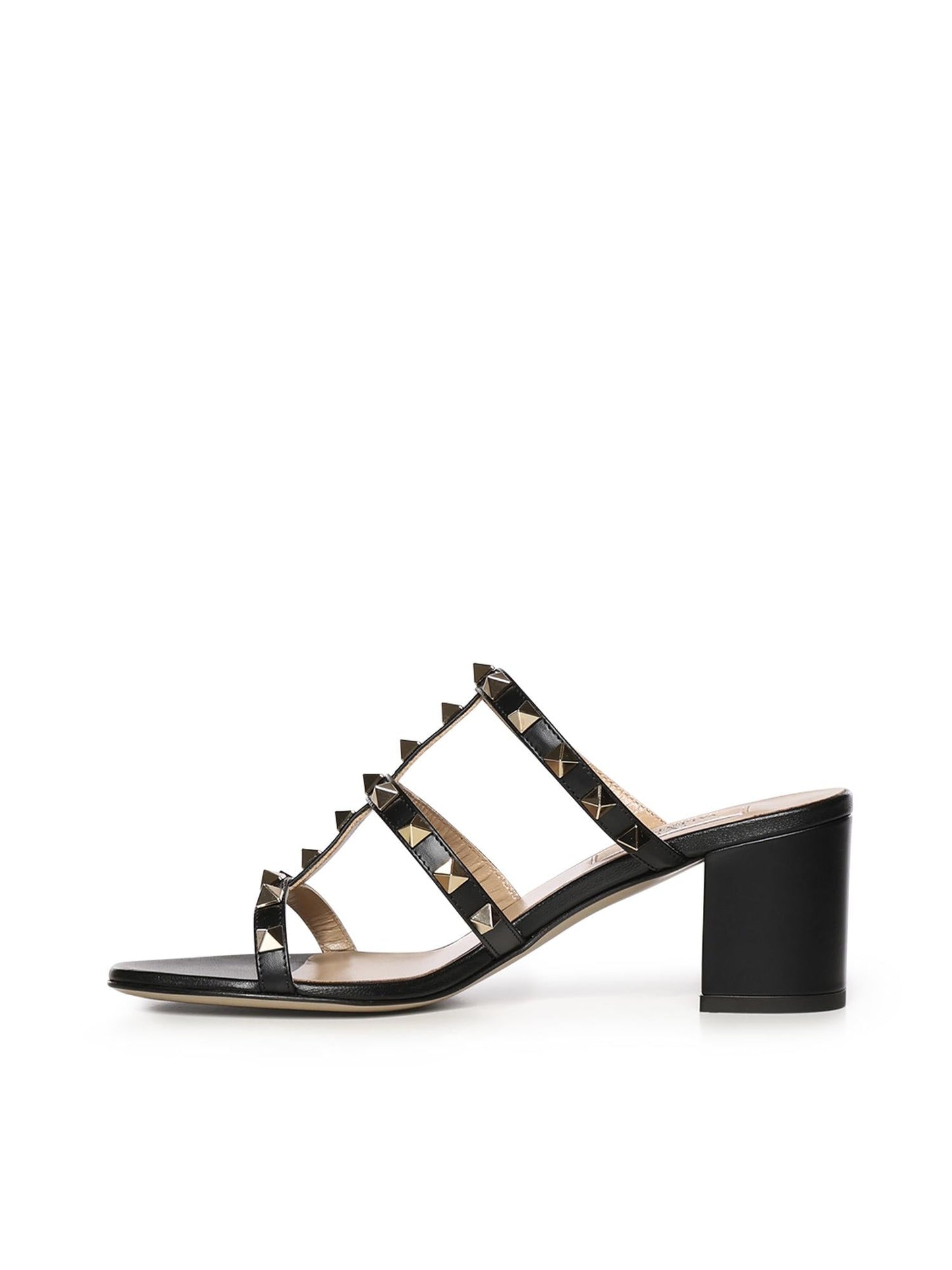 Sandalo slider Rockstud in pelle