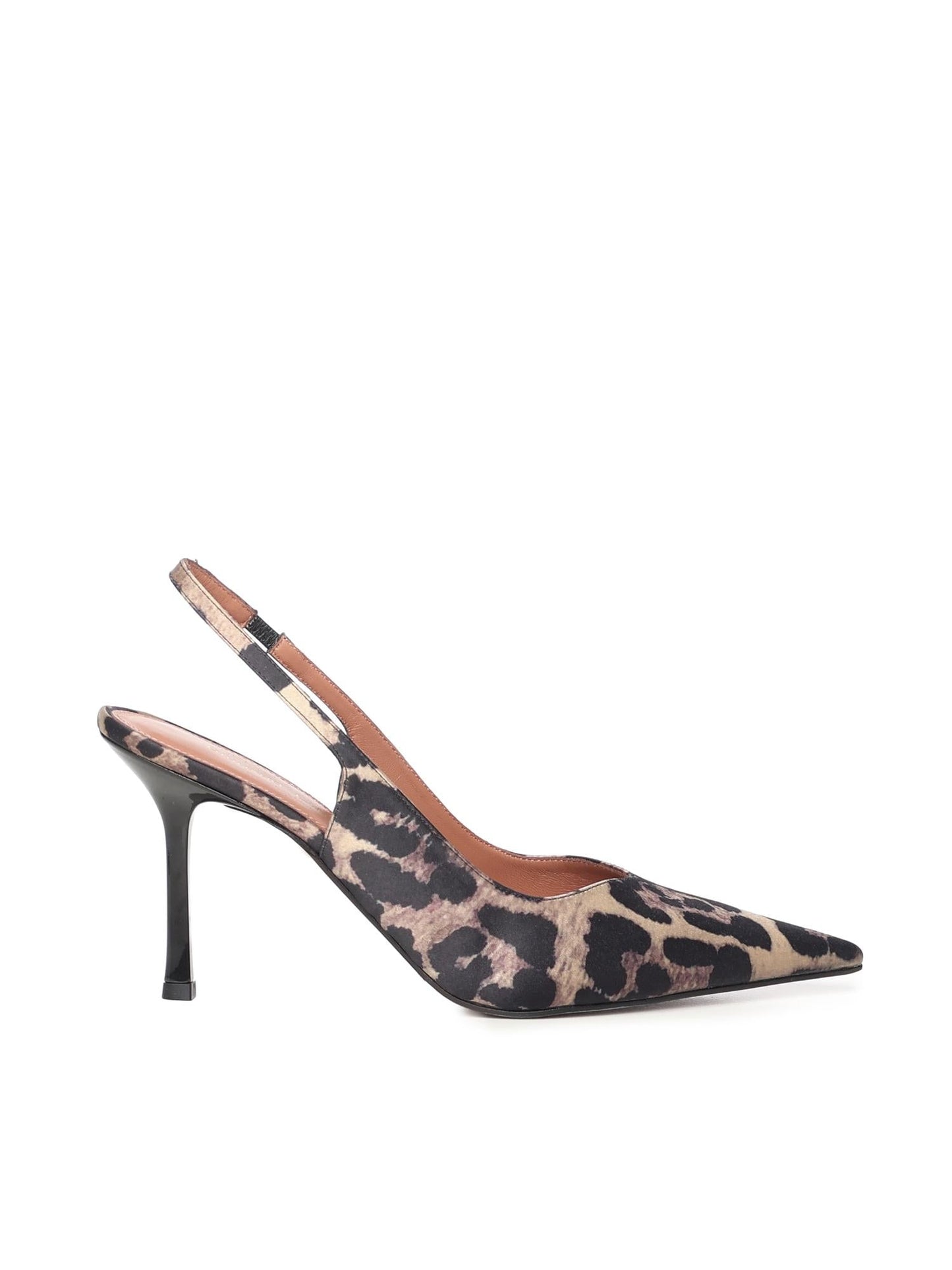 Décolleté slingback Holly in raso stampa animalier