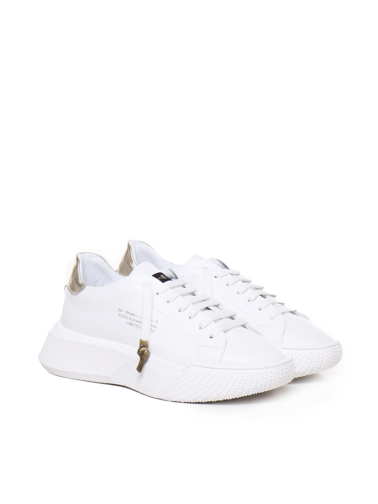 Sneakers Nemesis in nappa con riporto in pelle color oro