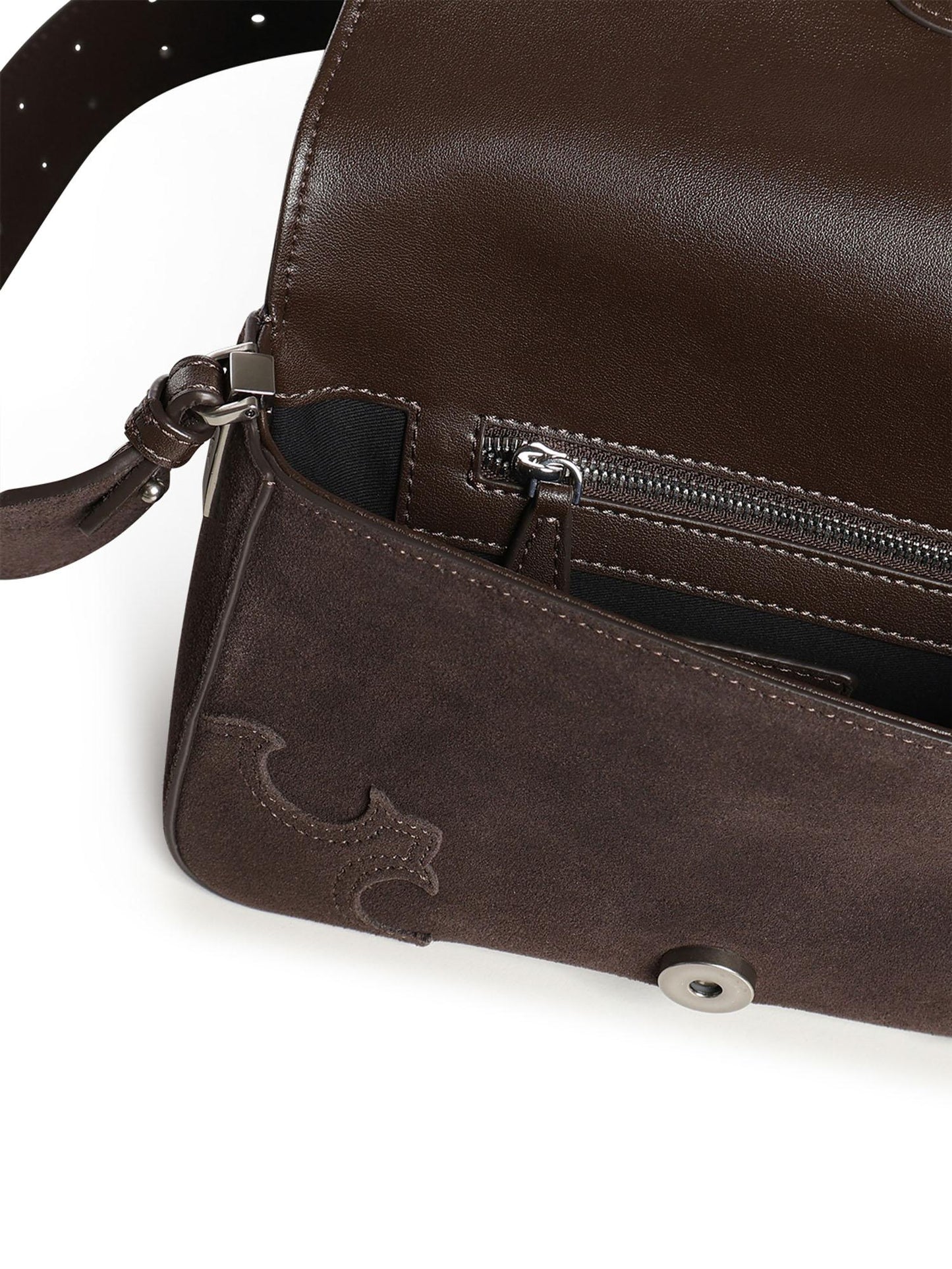 Borsa a spalla Mini Love Bag One Slouchy in suede con intarsi